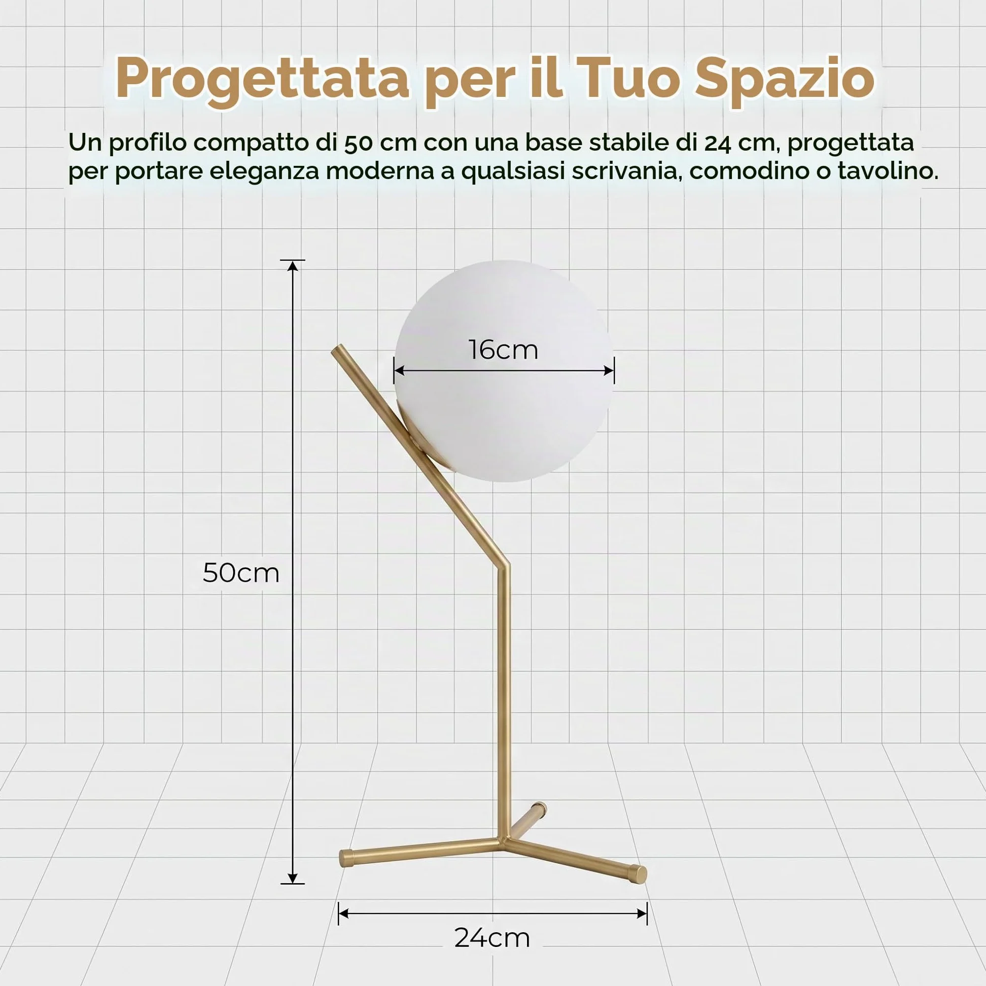 BARCELONA LED Lampada Tavolo NOLA Sfera Vetro E27 Oro