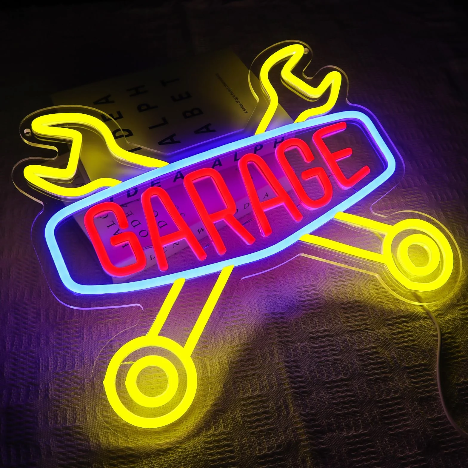 Segno al Neon per Garage - Segno al Neon Check Engine per Decorazione da Parete, Luce al Neon da Parete USB a LED per Autorimessa, Caverna dell'Uomo, Camera per Auto, Officina di Riparazione