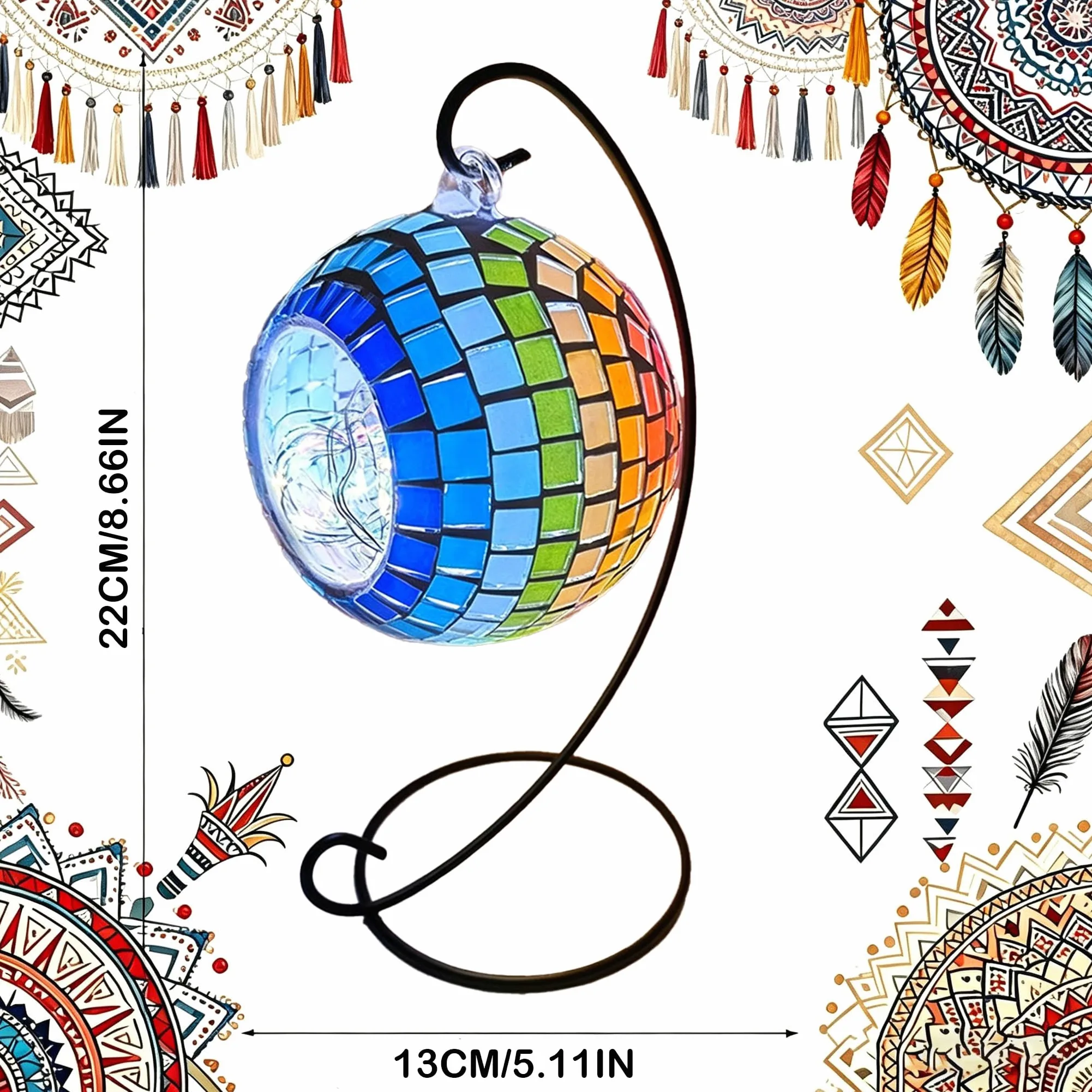 Kit di portacandele a mosaico fai da te con mosaico turco luce notturna con vetro colorato a mosaico fatto a mano lanterna marocchina per la casa soggiorno illuminazione arredamento stile 1