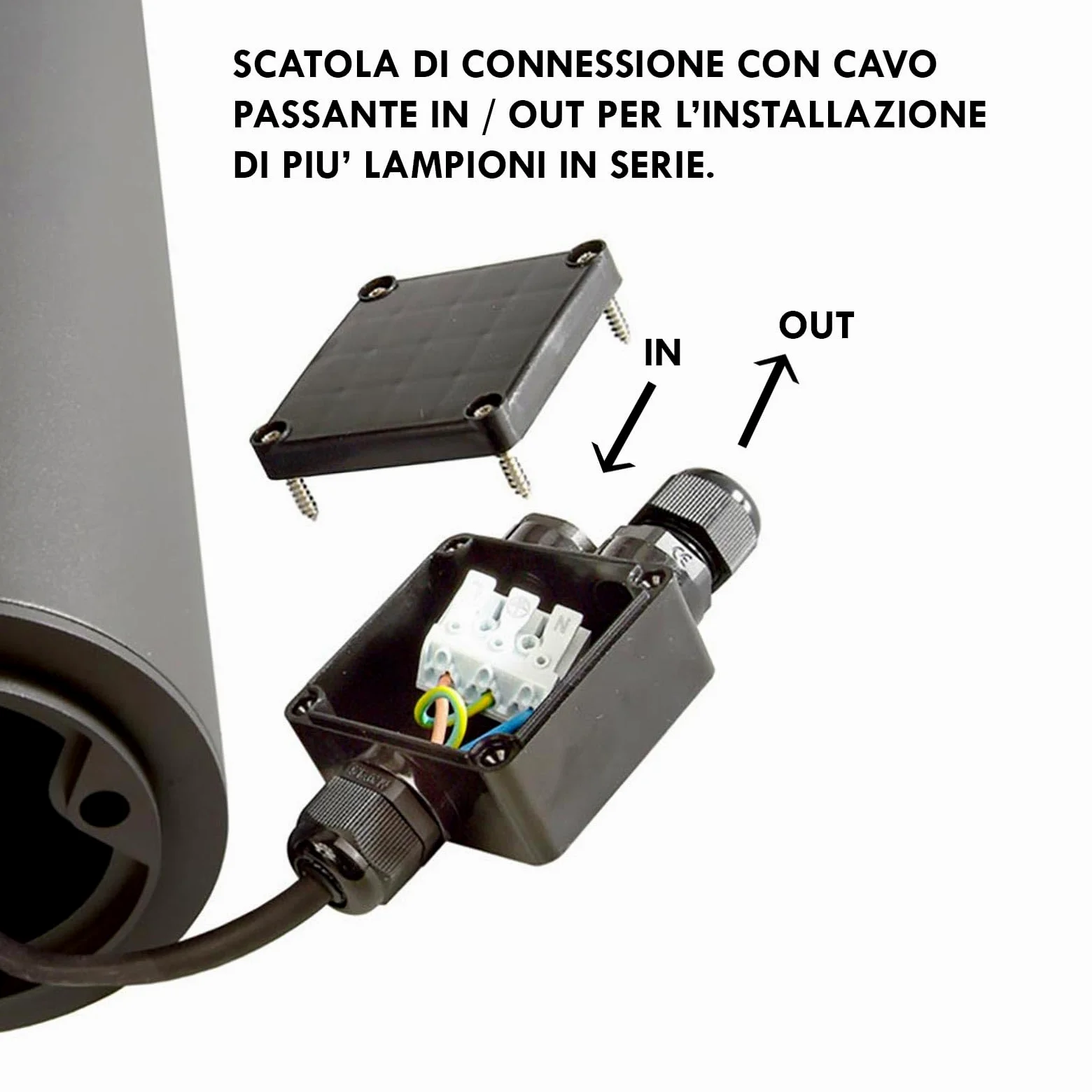 Planetitaly FACADO II ROUND Lampione LED giardino IP65 attacco 1x E27 max 20W palo luminoso luce esterni cortile sentiero viale parco 230V AC diffusore trasparente fumè (Grigio, 65 cm)