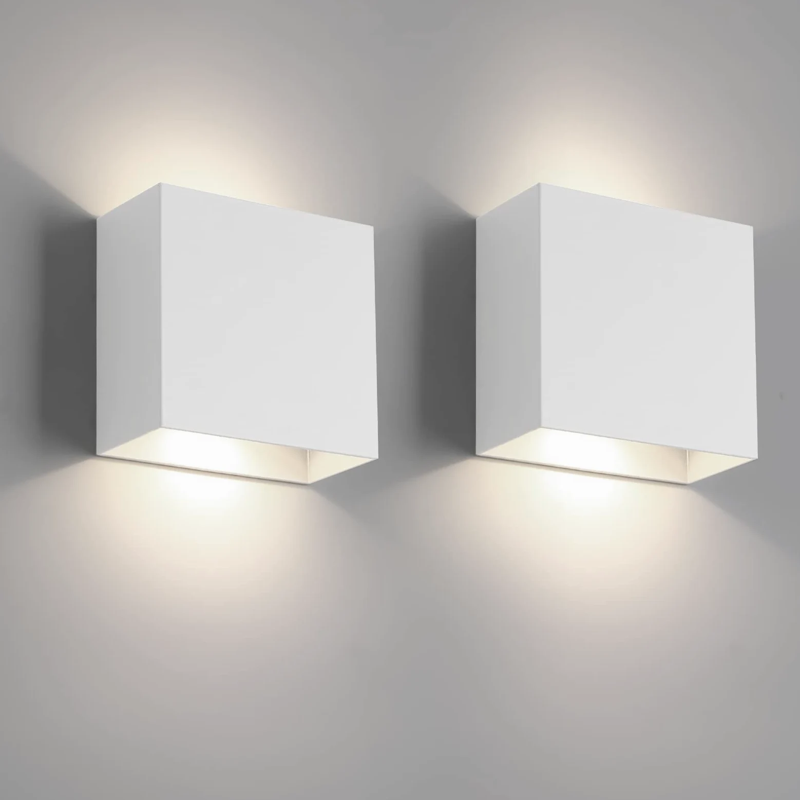 FUPE 2 Pezzi Applique da parete interno,LED Lampada da Parete interno,Moderno Up Down Applique da Parete 12W Bianco Neutro,Lampada da Parete Interni 1200LM per soggiorno,camera da letto,corridoio