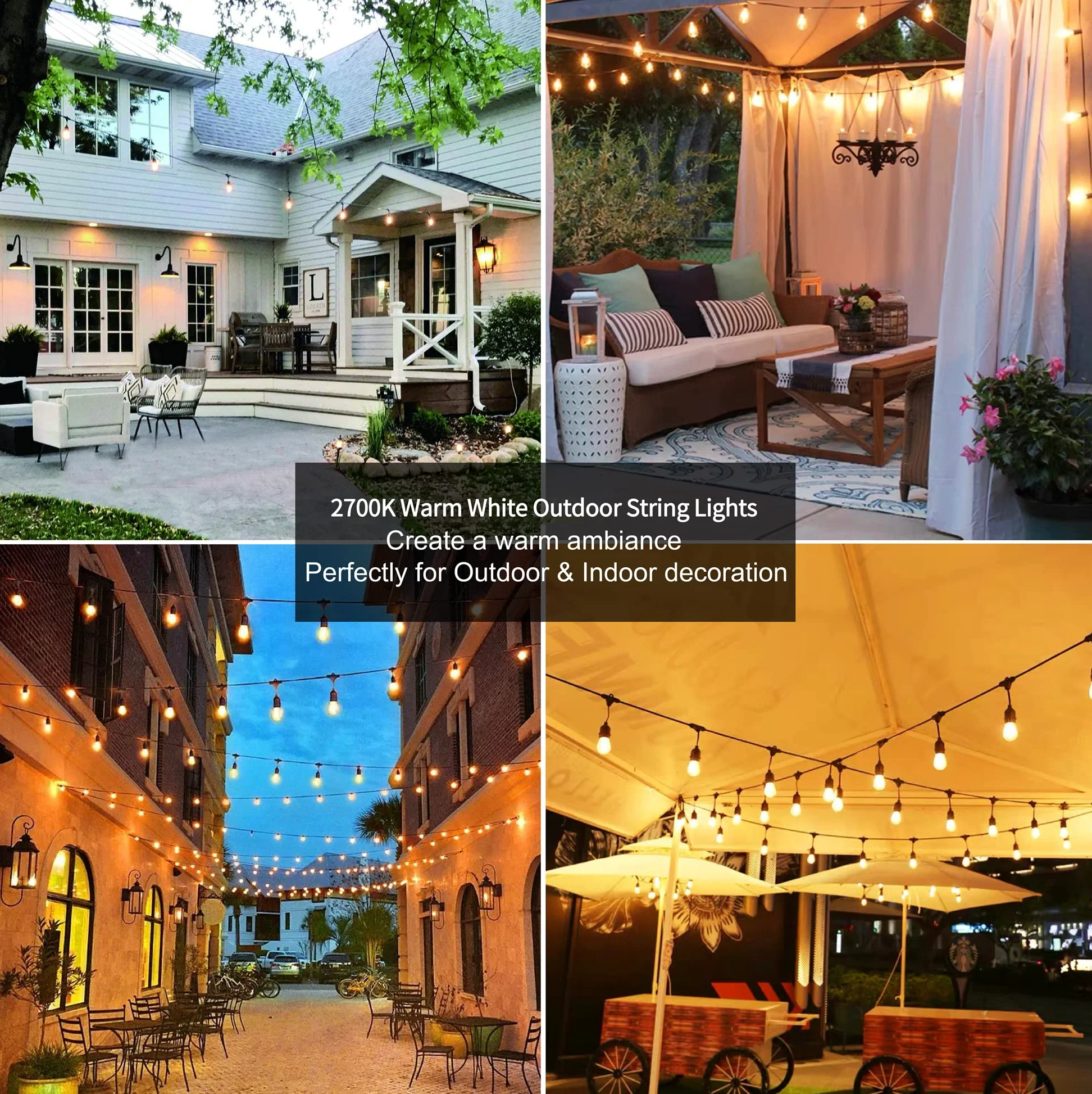 ZOTOYI Catena Luminosa Esterno 30M, S14 Luci da Esterno Giardino con 30+2 LED Lampadina, IP65 Impermeabile Catena di Lampadine da Esterno per Giardino Terrazzo Balcone Festa Gazebo, 2700K