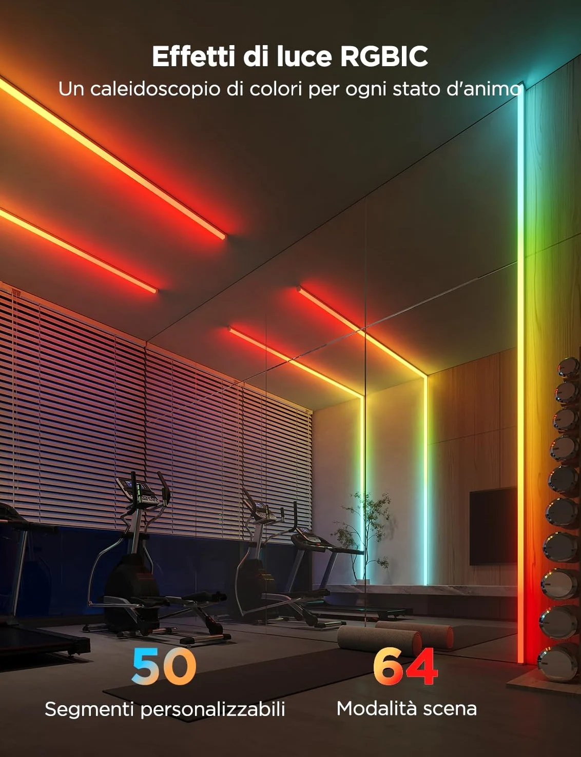 Govee RGBIC Striscia LED con Copertura, 5M LED Profilo con Luci Intelligenti Funzionano con Alexa e Google Assistant, Tagliabile e Collegabile, per Camera da Letto, Battiscopa, Studio, Mobiletto