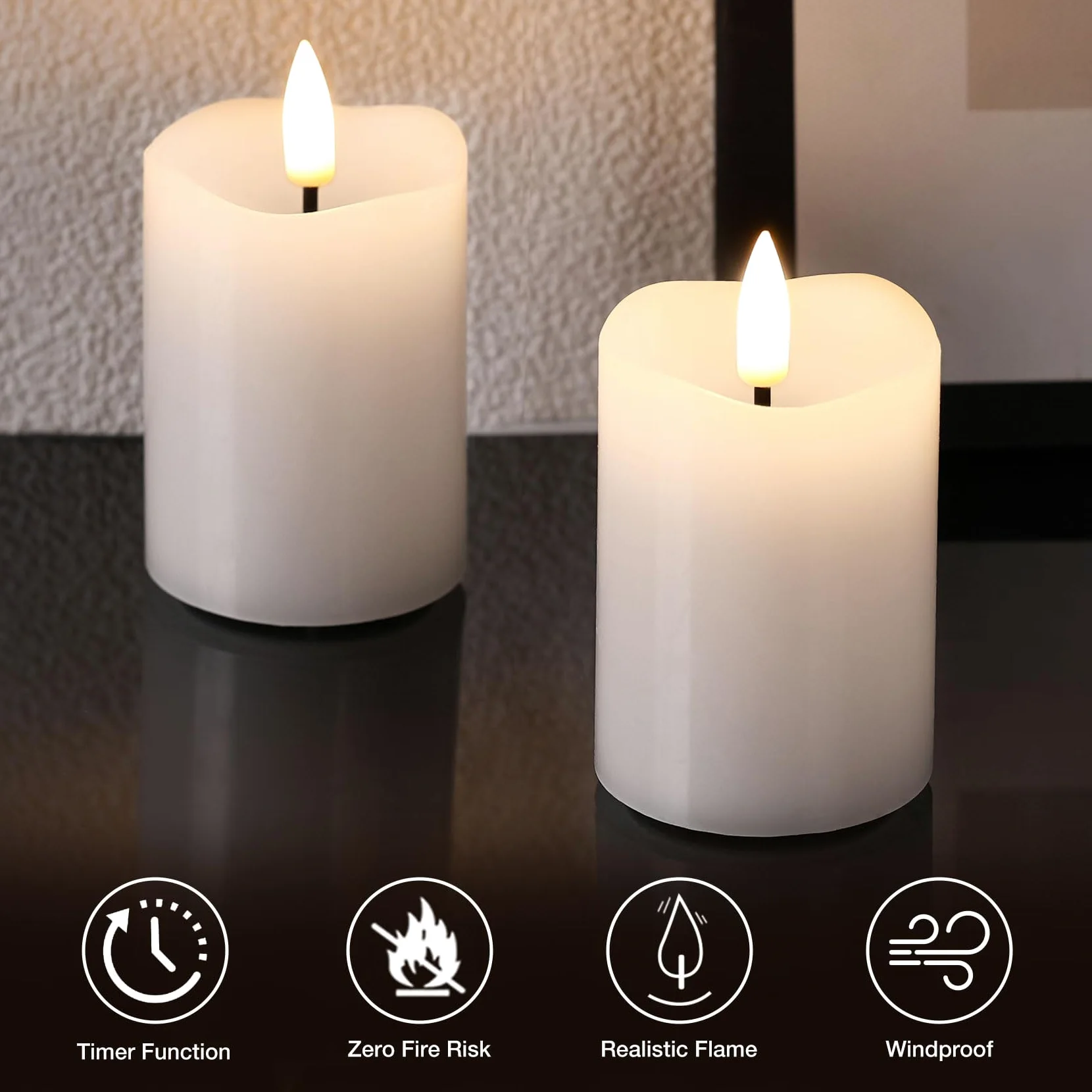 Candele votive bianche senza fiamma con batterie a distanza, 5,1 x 7,6 cm, piccole candele a LED in cera tremolanti, set da 6