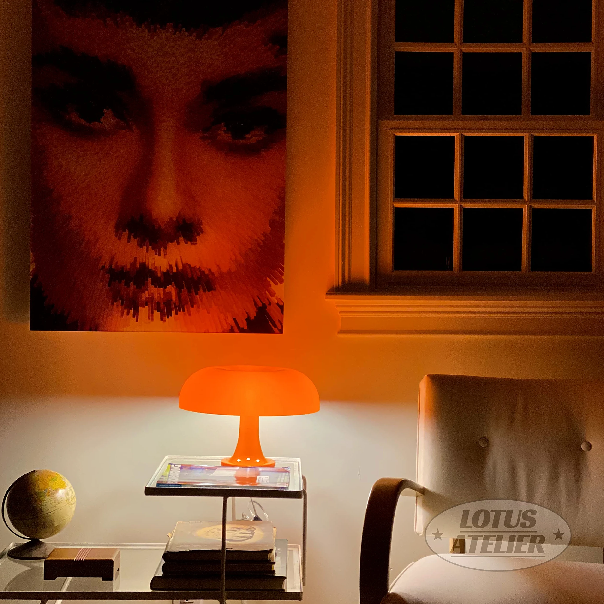 Lotus Atelier Lampada a fungo arancione per stanza, illuminazione estetica moderna per camera da letto, decorazione retrò per soggiorno (arancione)
