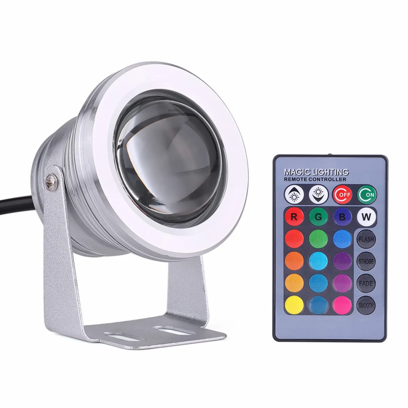 Ausla Luce Subacquea RGB 10W 12V IP65 Argento | RGB, impermeabile IP65, per piscine, yacht, stagni, fontane, guscio argento