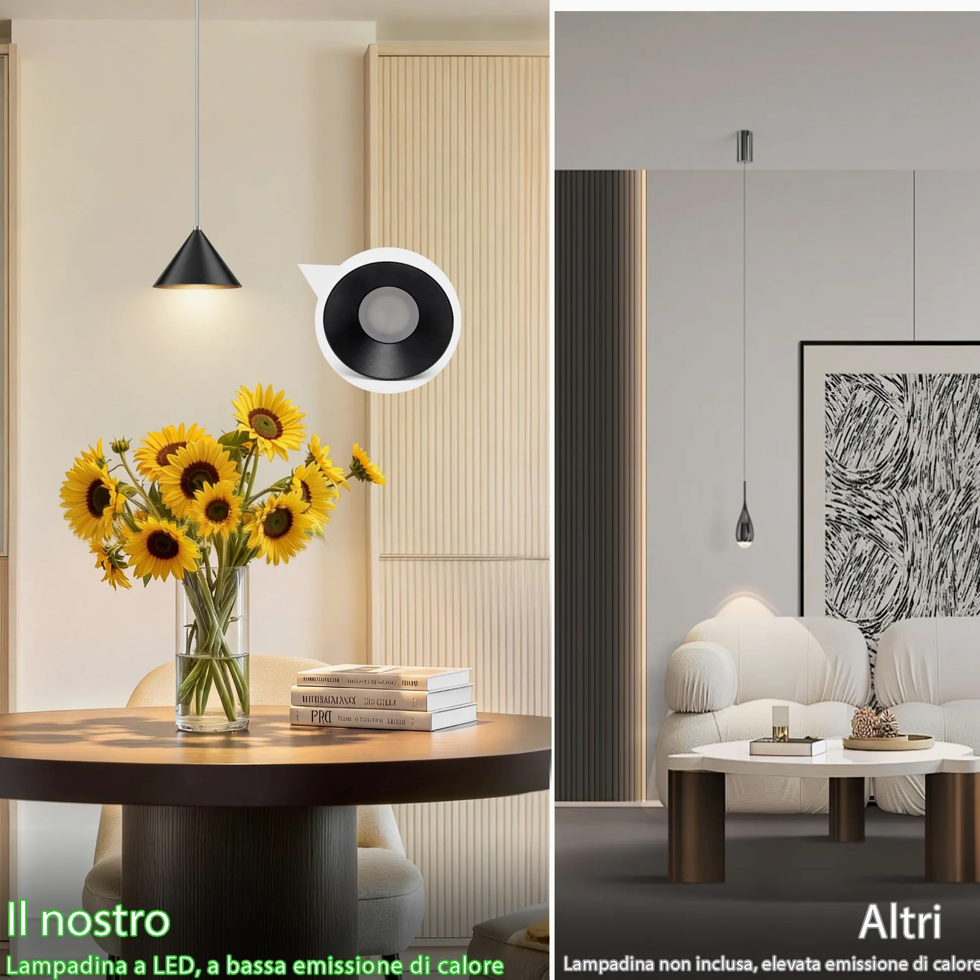 3 Pezzi Lampada a sospensione LED Moderne 12W 800LM, Regolabile In Altezza lampada a sospensione moderna Nero, Alluminio Per Soggiorno Sala Da Pranzo Kitchen Comodino Camera da Letto(3000K)