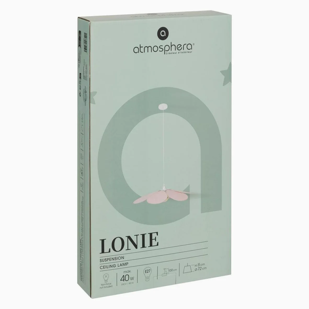 Atmosphera Lampada a sospensione per bambini, rosa, petali intrecciati, L. 64 x F. 18 x A.64 cm