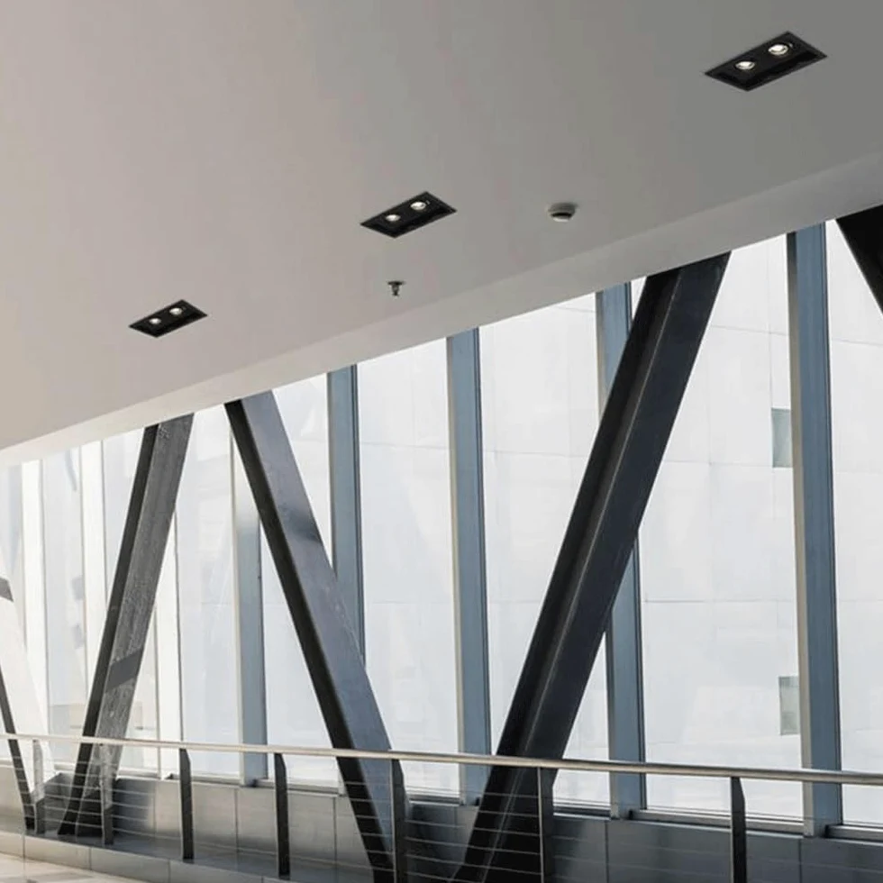 Generico Faretto da incasso a soffitto a LED a doppia testa con griglia quadrata for lampada spot da incasso for corridoio del centro commerciale(Black(18W),White light)