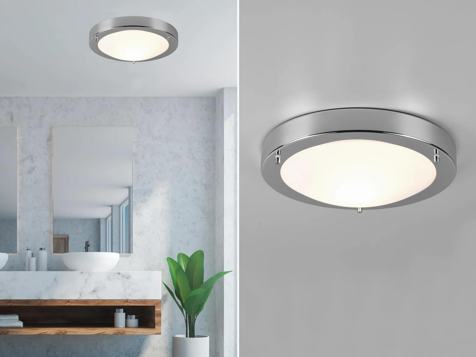 Trio 6801011-06 Condus Plafoniera, 1x60 Watt, Cromo/Bianco, 31.5 cm