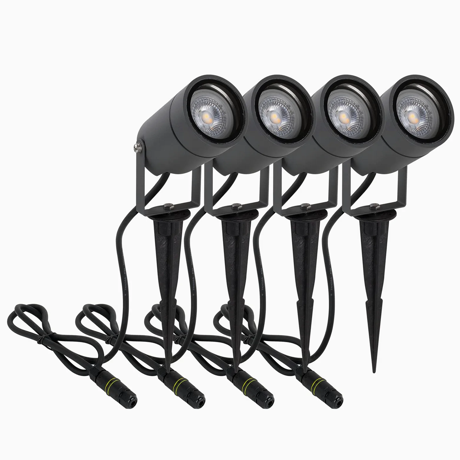 DAWALIGHT 4 Pezzi Faretto da Giardino con Picchetto GU10 LED 5W 3000K Bianco caldo IP65 Impermeabile Luci a Picchetto da Giardino per Terrazza Prato Vialetto, Alluminio, Grigio scuro