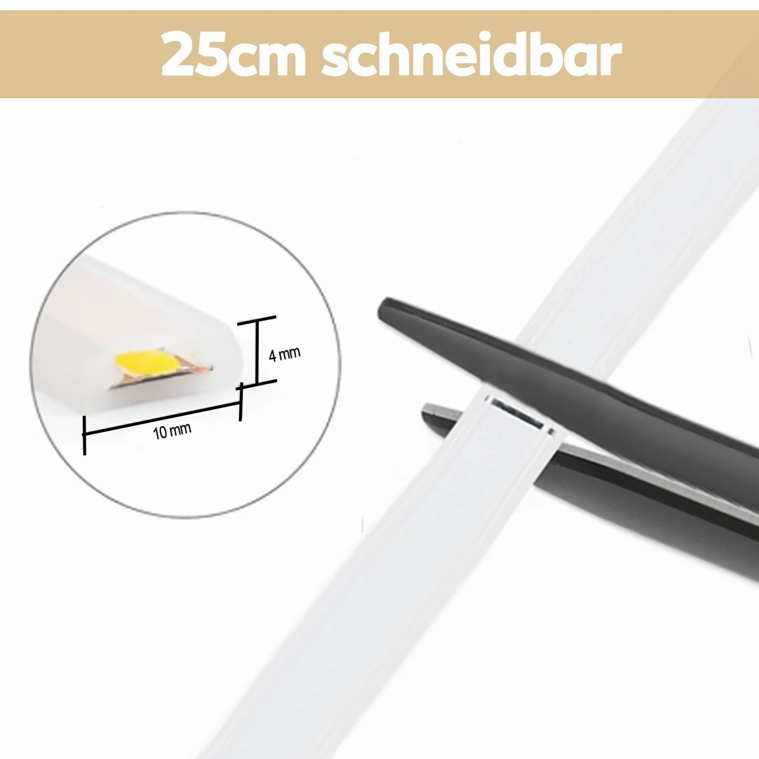 pcning 2M Striscia LED COB 4000K Bianco IP67 Waterproof da Interno Esterno, 2 Metro Luce Naturale Strip Light con Spina (Bianco, 2M)