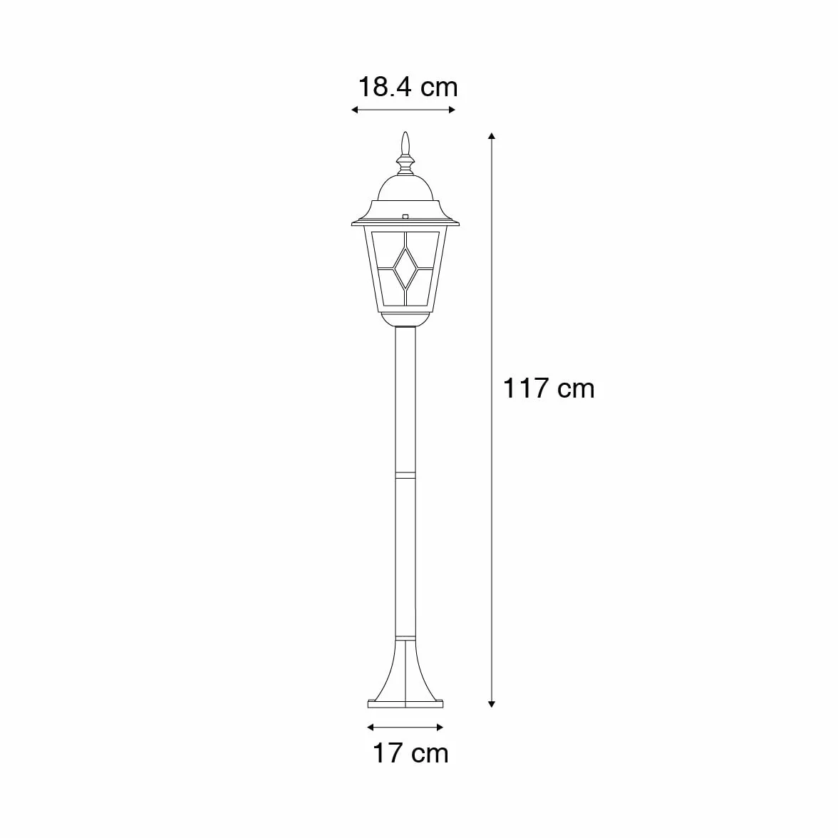 Qazqa antigua - Palo da giardino Classico - 1 luce - Ø 18.4 cm - Oro - Design I Rustico - Illuminazione esterna