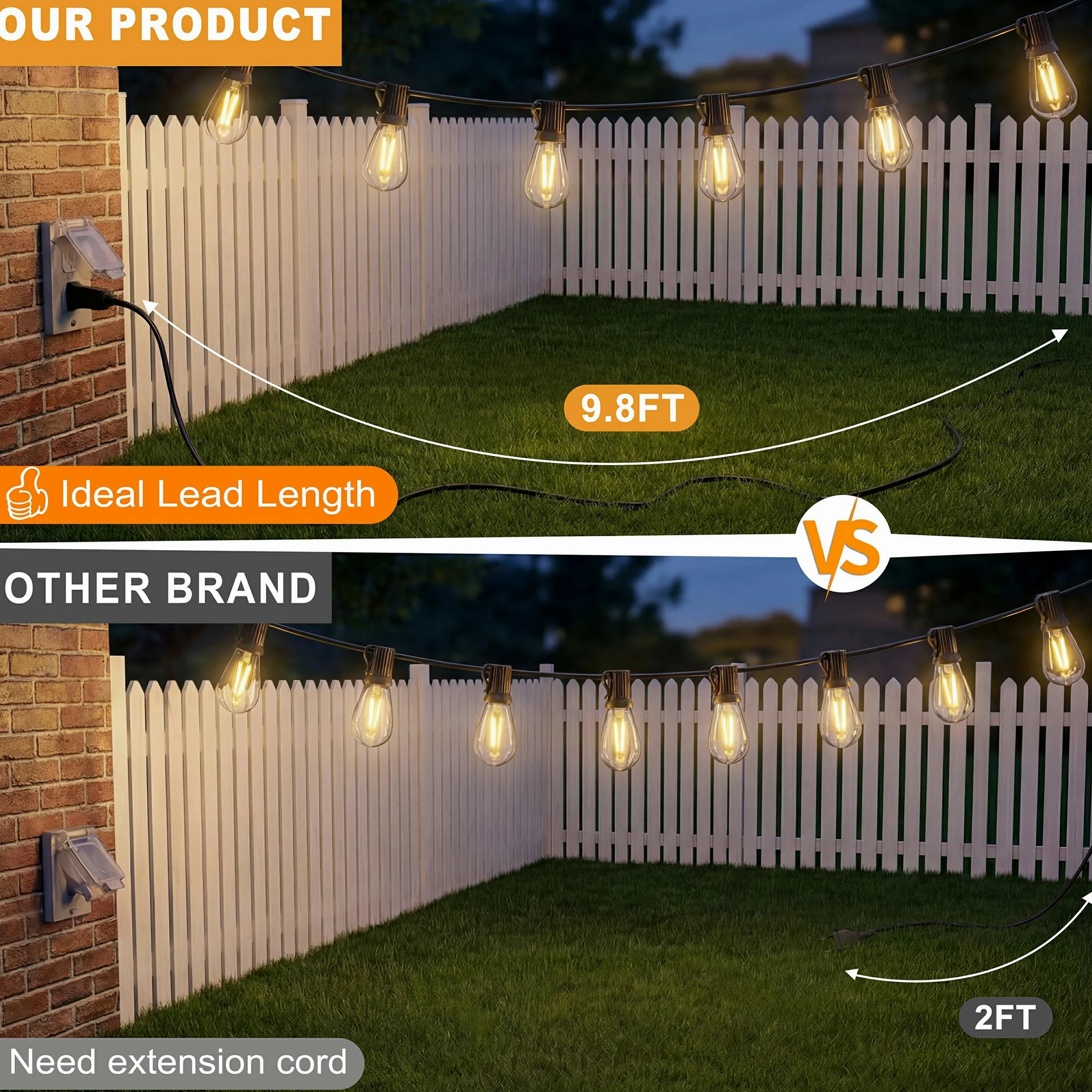 Ghirlanda di lampadine S11 per esterni, 17 m, con 15 lampadine + 1 di ricambio, impermeabile IP65, 2700 K, bianco caldo, per giardino, balcone, matrimonio, festa | Catena luminosa a LED da 17 m