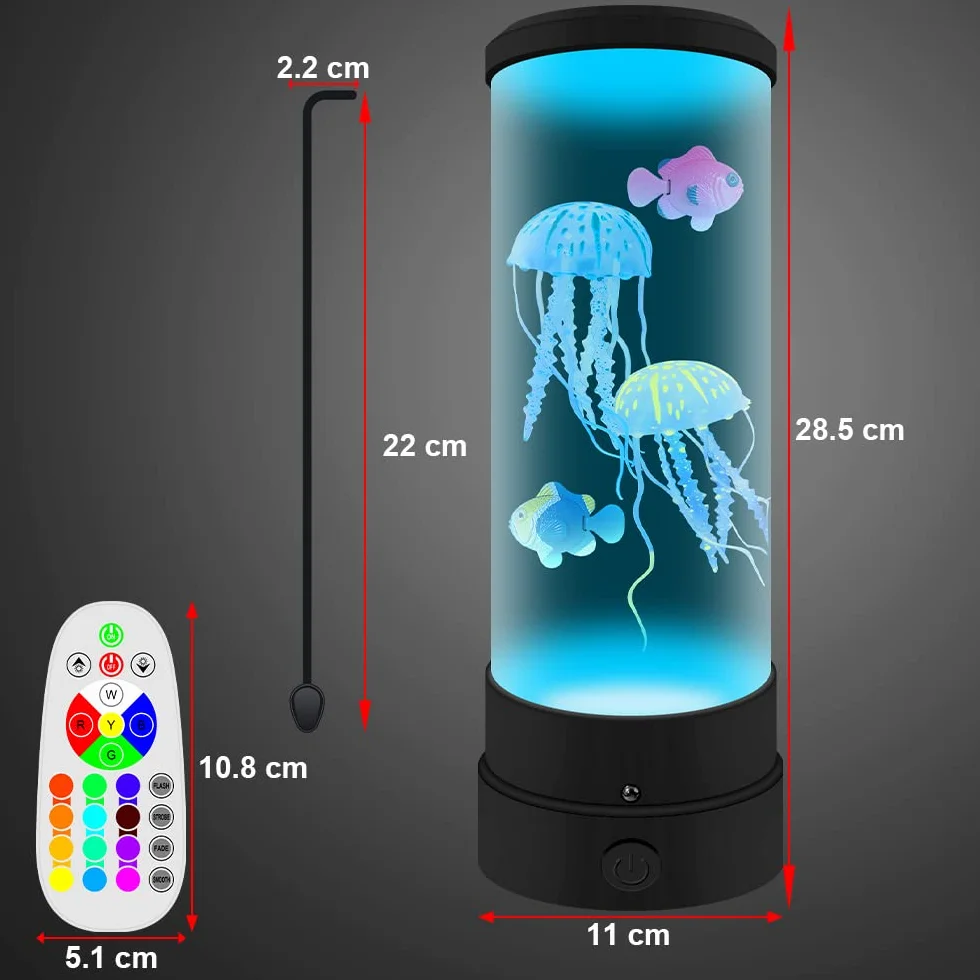 Medusa Lampada Lava Led, Tranquilla Stato d'animo Medusa Acquario, 16 Colori che Cambiano Telecomando Lampada Elettrica per Meduse per Decorazioni per la casa e Regali per Adulti e Bambini