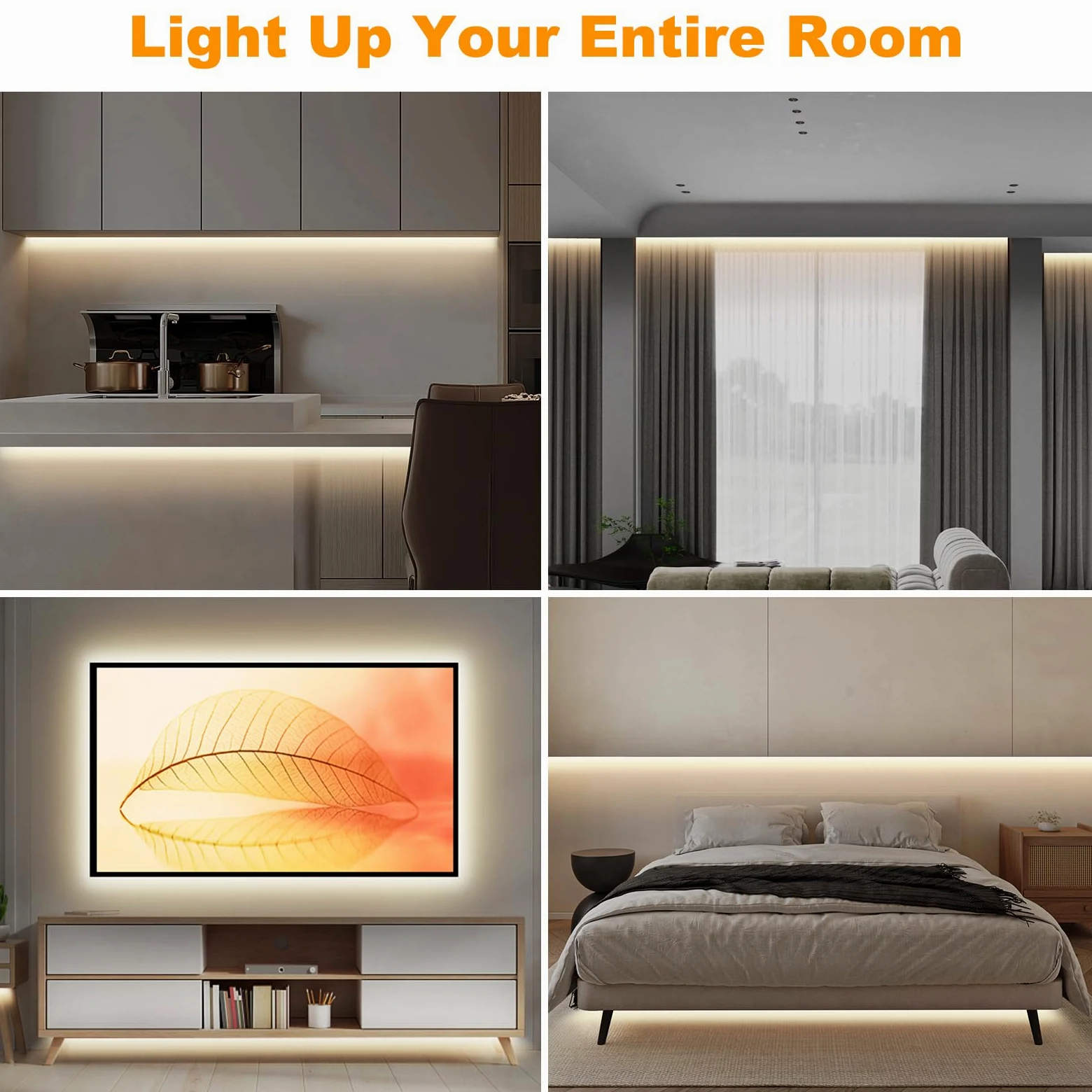 Tatazone Smart - Striscia LED COB bianca con telecomando, 3000 K, luce bianca calda, WiFi, compatibile con Alexa Google, luci LED dimmerabili per interni, per armadietti, stanze, 2 rotoli da 5 m