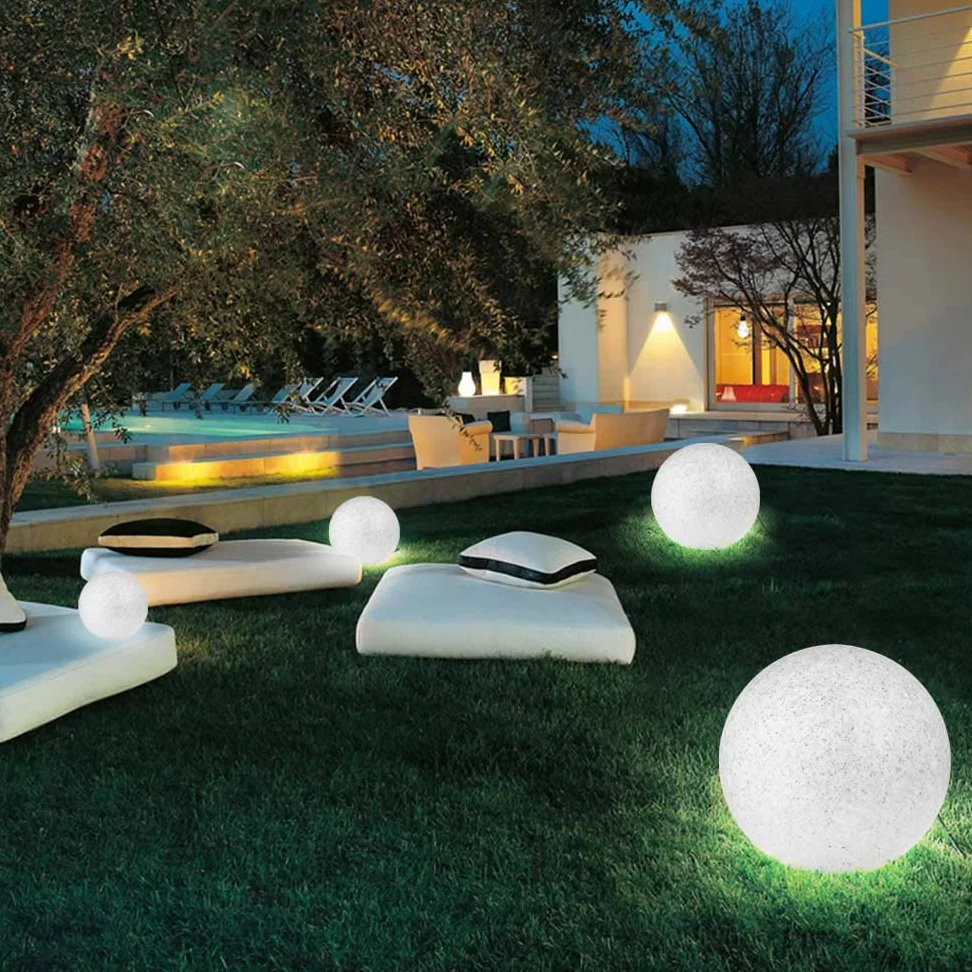 BAKAJI Lampada Design Sfera da Giardino Diametro 40 cm Luce Illuminazione Esterno da Terra o Tavolo Attacco E27 Lampadina Max 35 W Decorazione Effetto Pietra con Picchetti di Fissaggio Terreno
