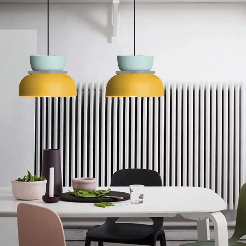 Luce Industriale Moderna Macaron Lampada A Sospensione Colorata metà del Secolo per Illuminazione A Soffitto Piccolo Lampadario in Alluminio per Camera da Letto Cucina (C)