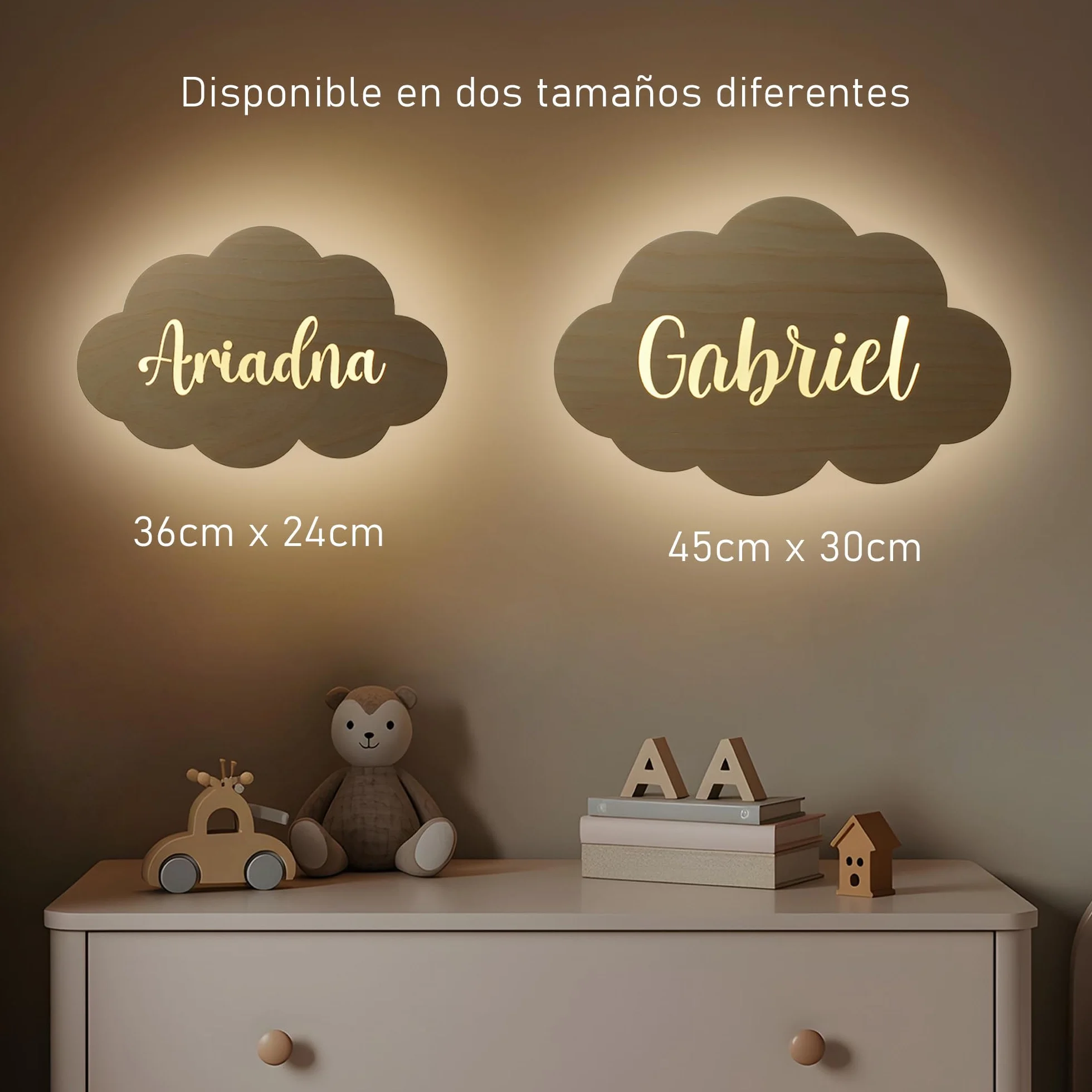 Dehome Lampada da Parete Personalizzata a LED a Forma di Nuvola per la Stanza dei Bambini - Lampada per Bambini Bianca Calda con Nome - Regalo Personalizzato