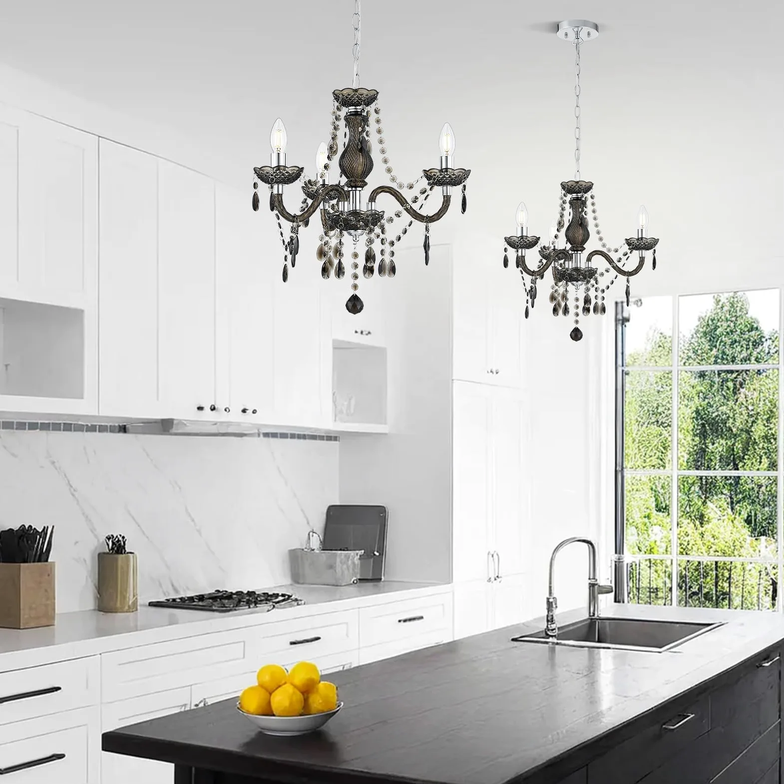 GyroVu Lampadario per Soggiorno, Mini Lampada a Sospensione con 3 Luci in Acrilico con Catena Regolabile, Lampada da Soffitto Rosa per Sala da Pranzo, Soggiorno, Camera da Letto