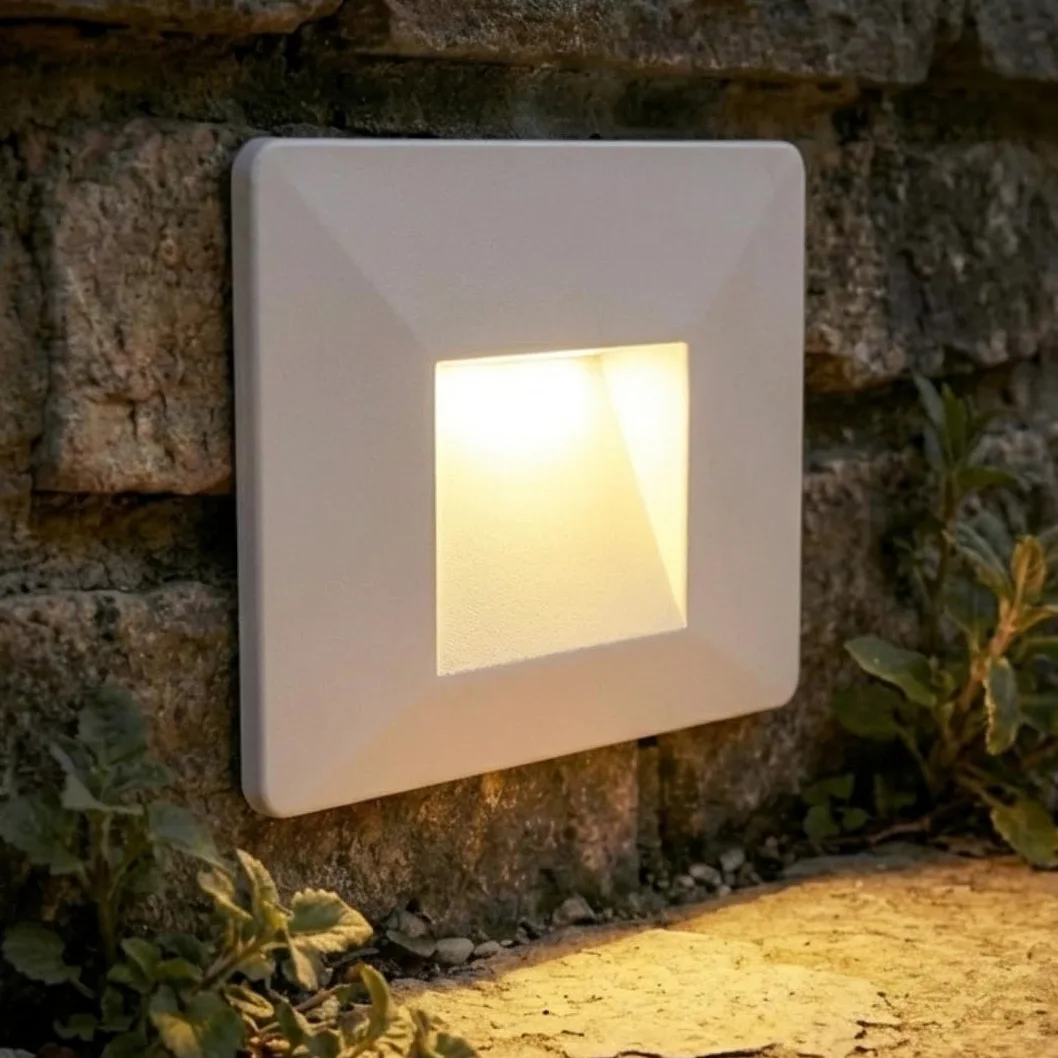 MAKA Faretto Segnapasso LED 3W IP65 da Parete 220V CCT Switch 3000K-6400K 270lm Rettangolare Luce Scala Interno Esterno Illuminazione Segnapasso Moderna (5 Pezzi)