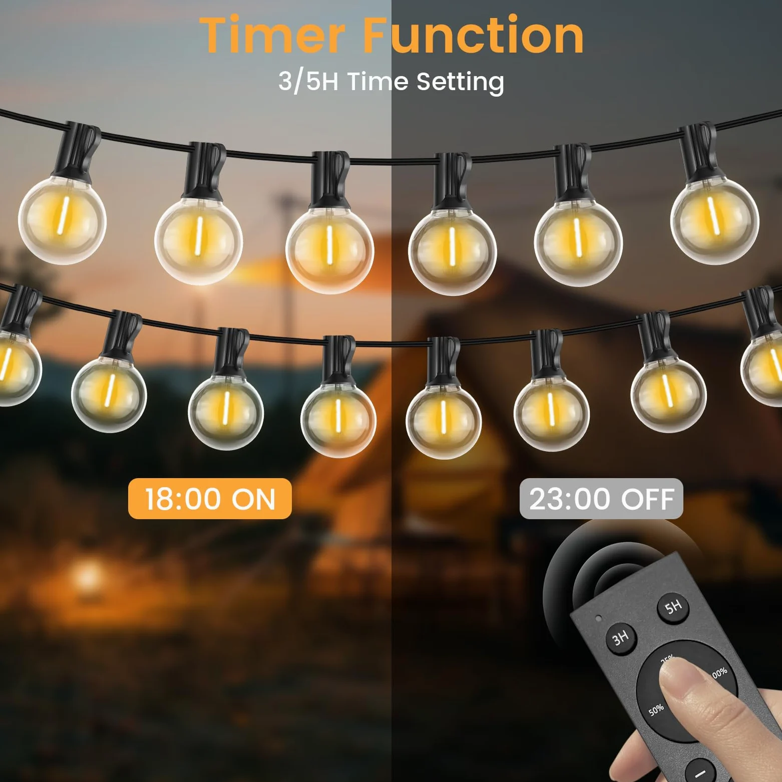 Luci solari da giardino G40 20 M USB o solare doppia ricarica festone luci 24 V con telecomando timer dimmerabile 30 lampadine infrangibili illuminazione esterna impermeabile per giardino