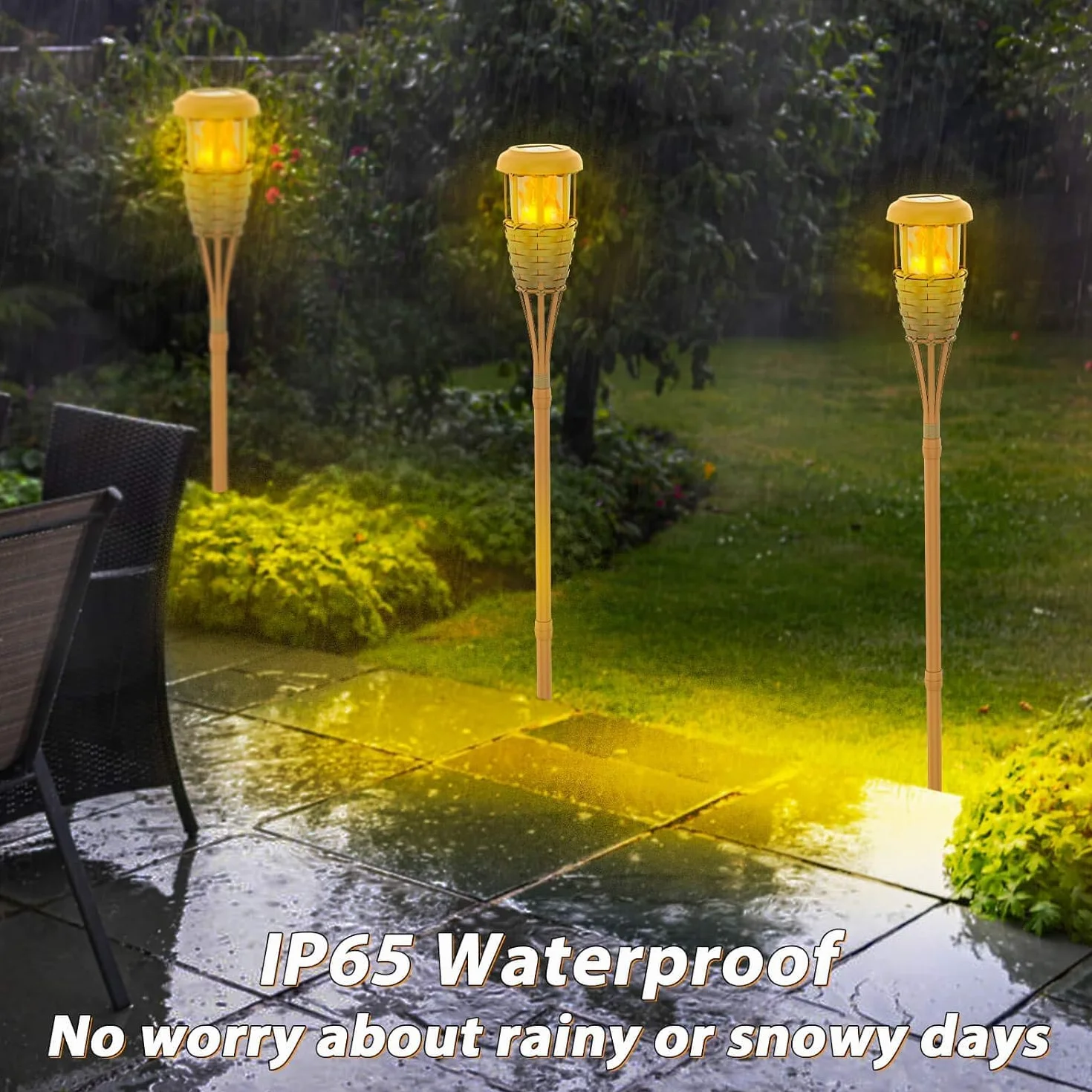 Luci solari per esterni, torce solari con fiamma tremolante, decorazione esterna per giardino, terrazza e cortile (4 pezzi)