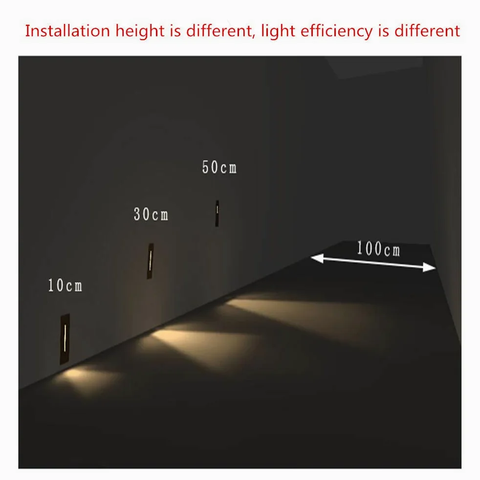 2pz Faretto LED da Incasso per Scale 3W, IP65 Impermeabile Faro per Esterno Gradini, Alluminio Pressofuso Lampada Angolo Parete, Illuminazione Decorativa Interna Corridoi Scale