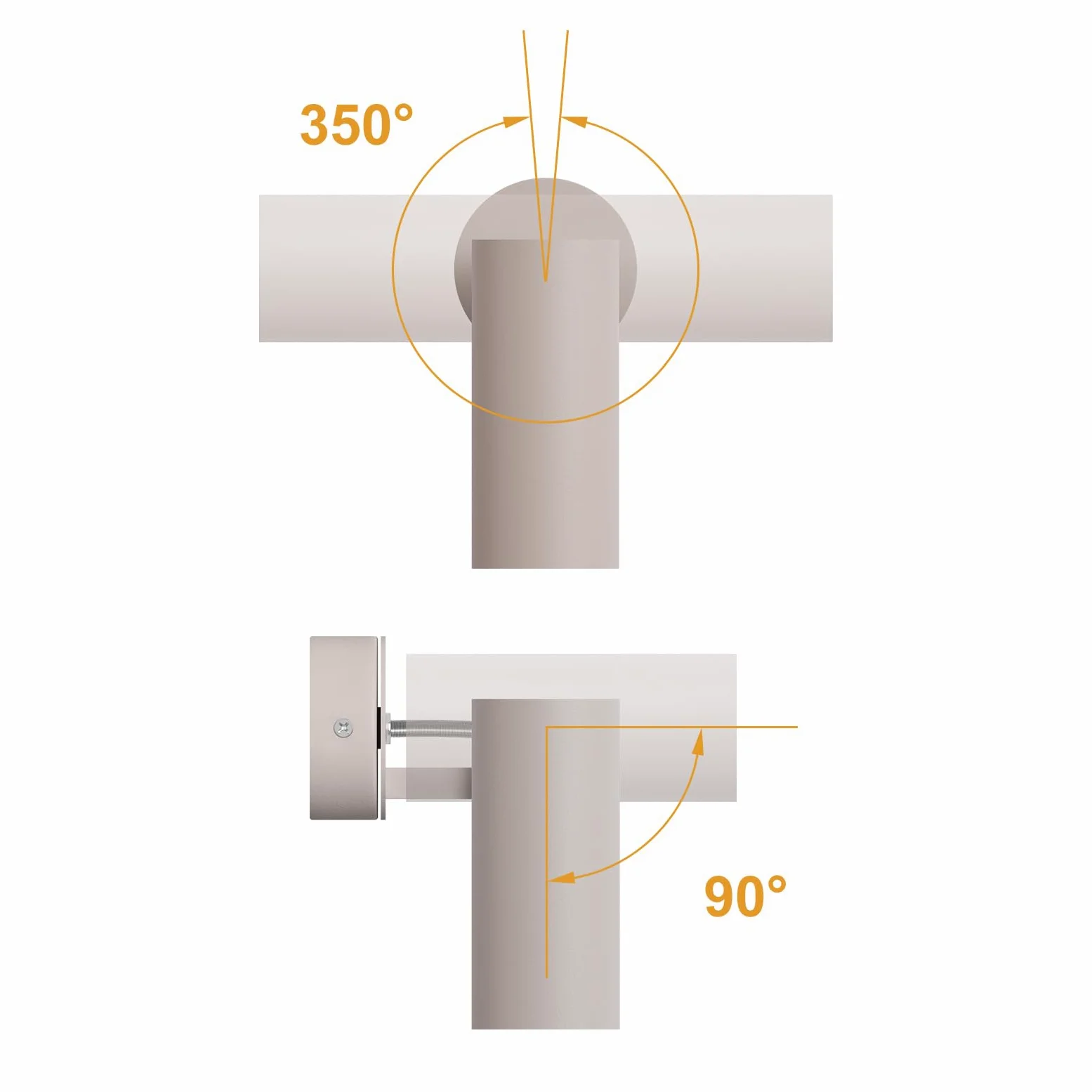 DAWALIGHT Plafoniera LED Faretti GU10 5W 3000K Bianco caldo Faretto Orientabile da Parete Luci da Soffitto per Interni Cameretta Soggiorno Camera da Letto, Grigio sabbioso, Alluminio