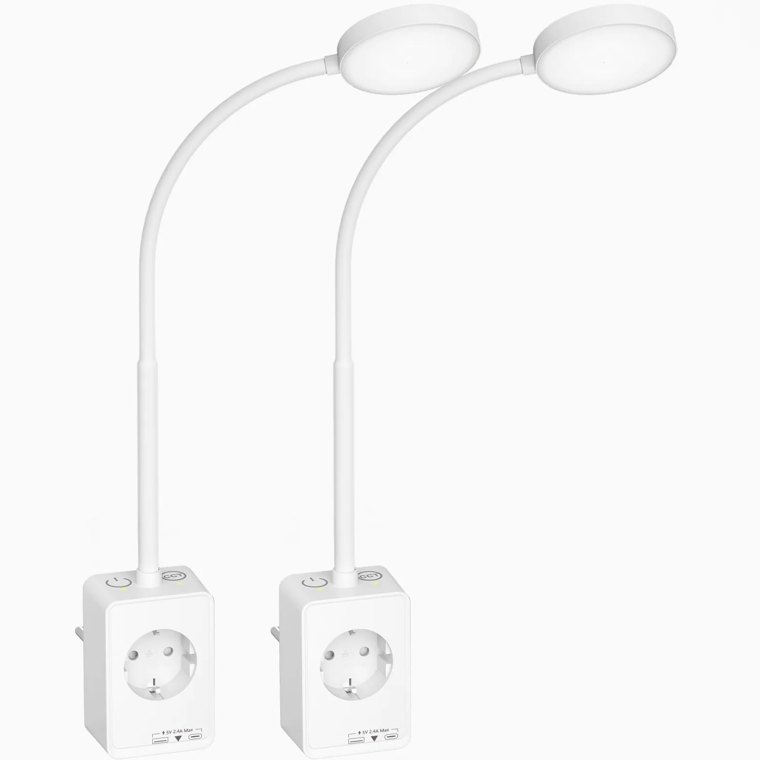 Lampada da Lettura Applique da Parete LED Dimmerabile Bianca con Spina e Presa Elettrica, 2 Pack Lampade Comodino Camera da Letto, 3 Colori di Illuminazione, Ricarica Uscita USB