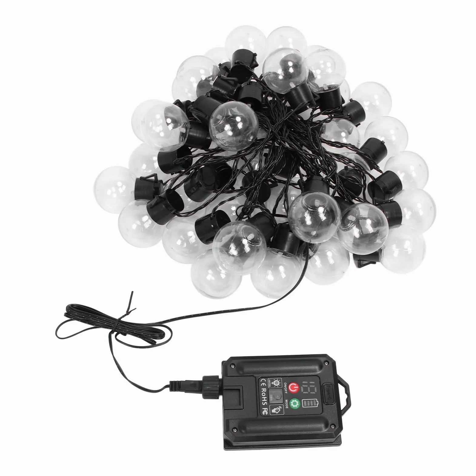 Domary 40 Luci Solari a Stringa LED Lampadine G50 Illuminazione da Esterno per Patio da 32,8 Piedi con Batteria 500 mAh Ricarica USB per la Decorazione del Giardino nel Cortile