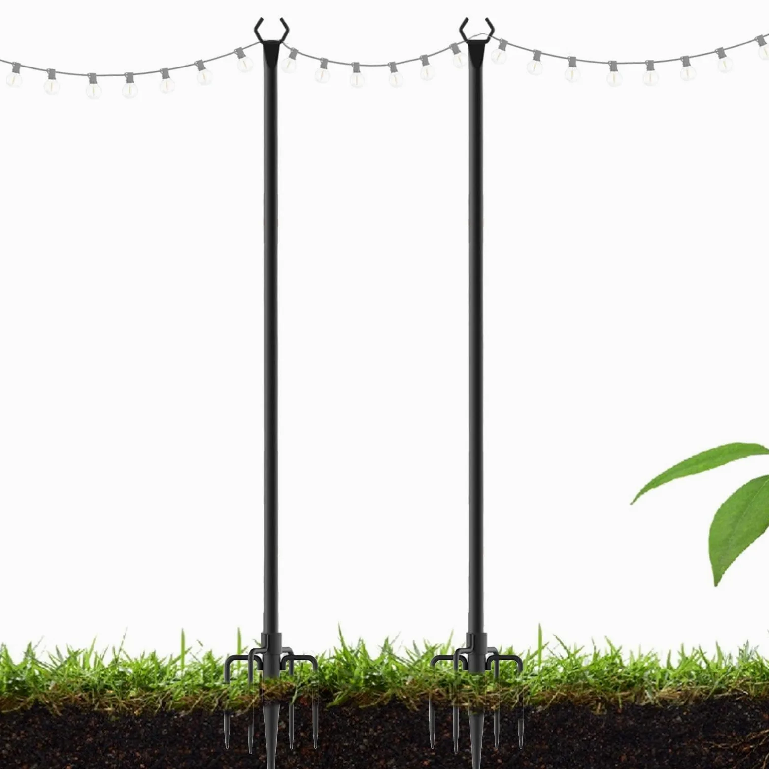 Pali luminosi per esterni, supporto per illuminazione patio, pali per luce da giardino, supporto per luce da prato, robusti pali in metallo, supporto per illuminazione esterna, pali luminosi per