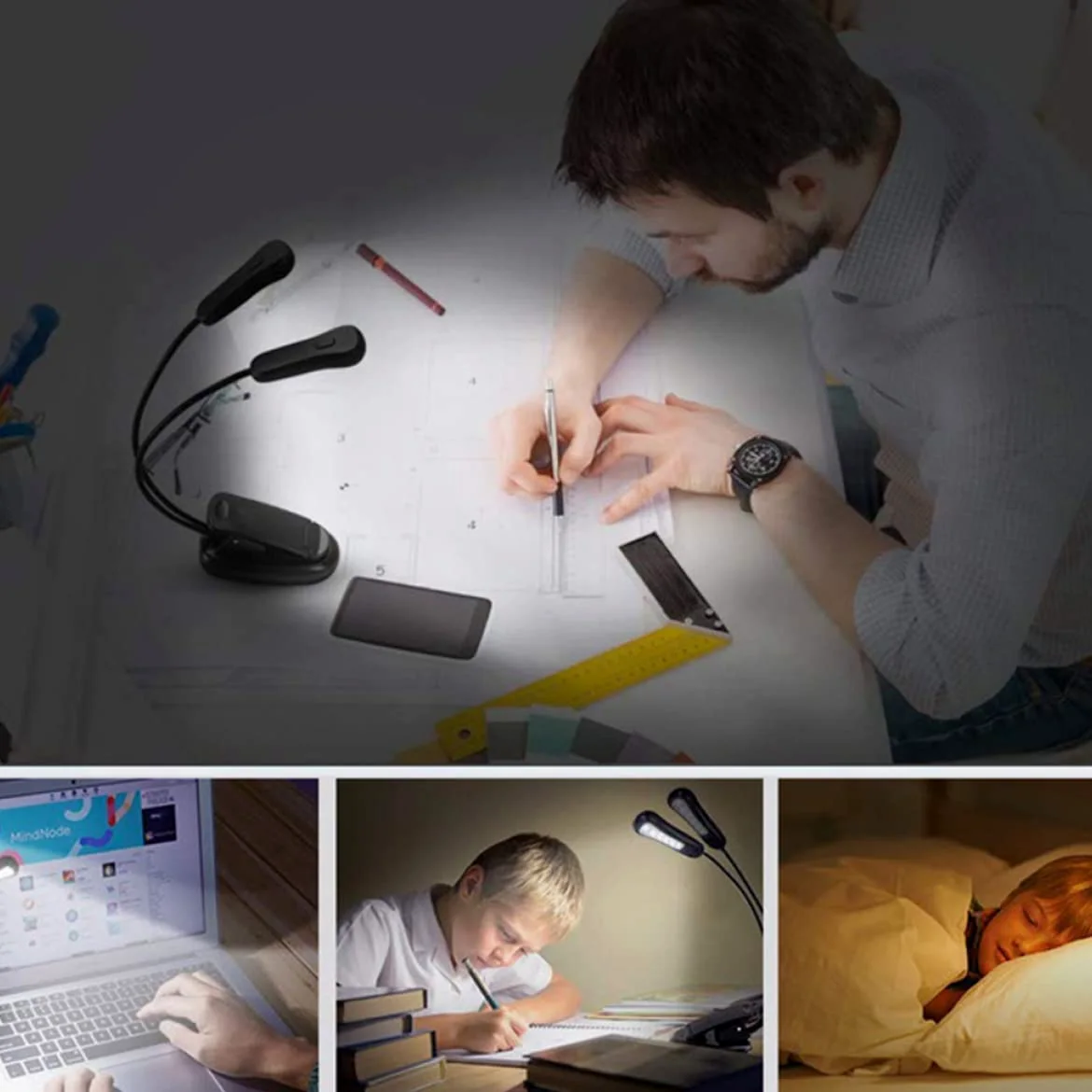 Lampada 1pc 3 9 Lampada da Tavolo da scrivania Lampada da Tavolo Ricaricabile Lampada da Tavolo Lampade da scrivania a LED Luce da Lettura con Clip Luce Notturna da Comodino Morsetto sulle luci Luce