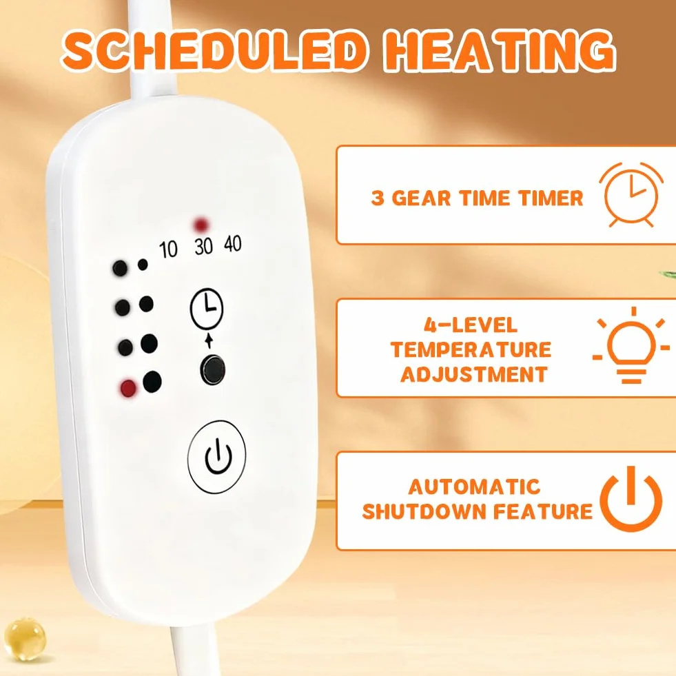 Lampada a infrarossi da 150 W, lampada a luce rossa con timer e temperatura regolabile, lampada a luce rossa terapia per viso e corpo, calore profondo contro l'affaticamento muscolare, angolo