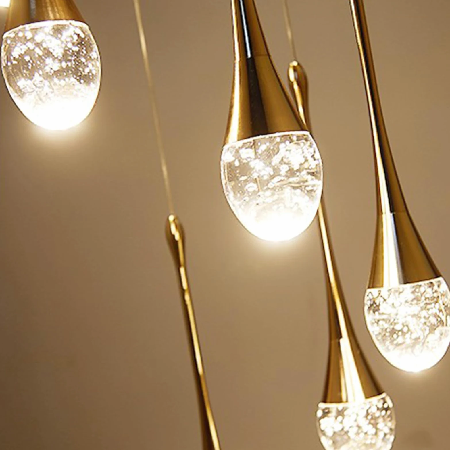 Lampadario a LED Moderno a Forma di Goccia d'Acqua per Villa, Lampada Lunga Duplex, 8 Teste