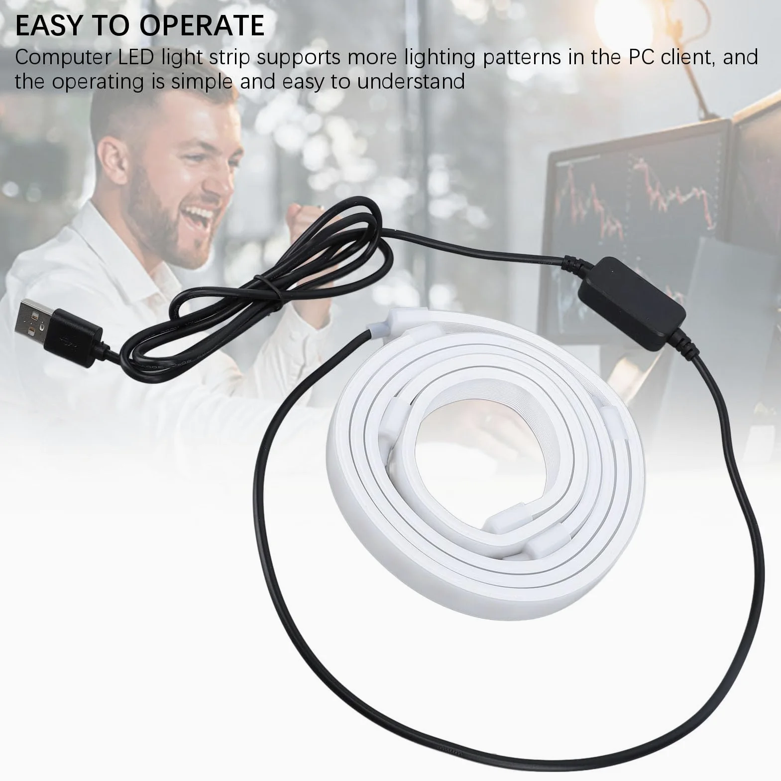 Fockety Retroilluminazione LED TV, Striscia LED Cambia Colore con Sincronizzazione Musicale RGB con 71 Perline, Luci LED Intelligenti per TV,Retroilluminazione TV per Schermi da 34 Pollici