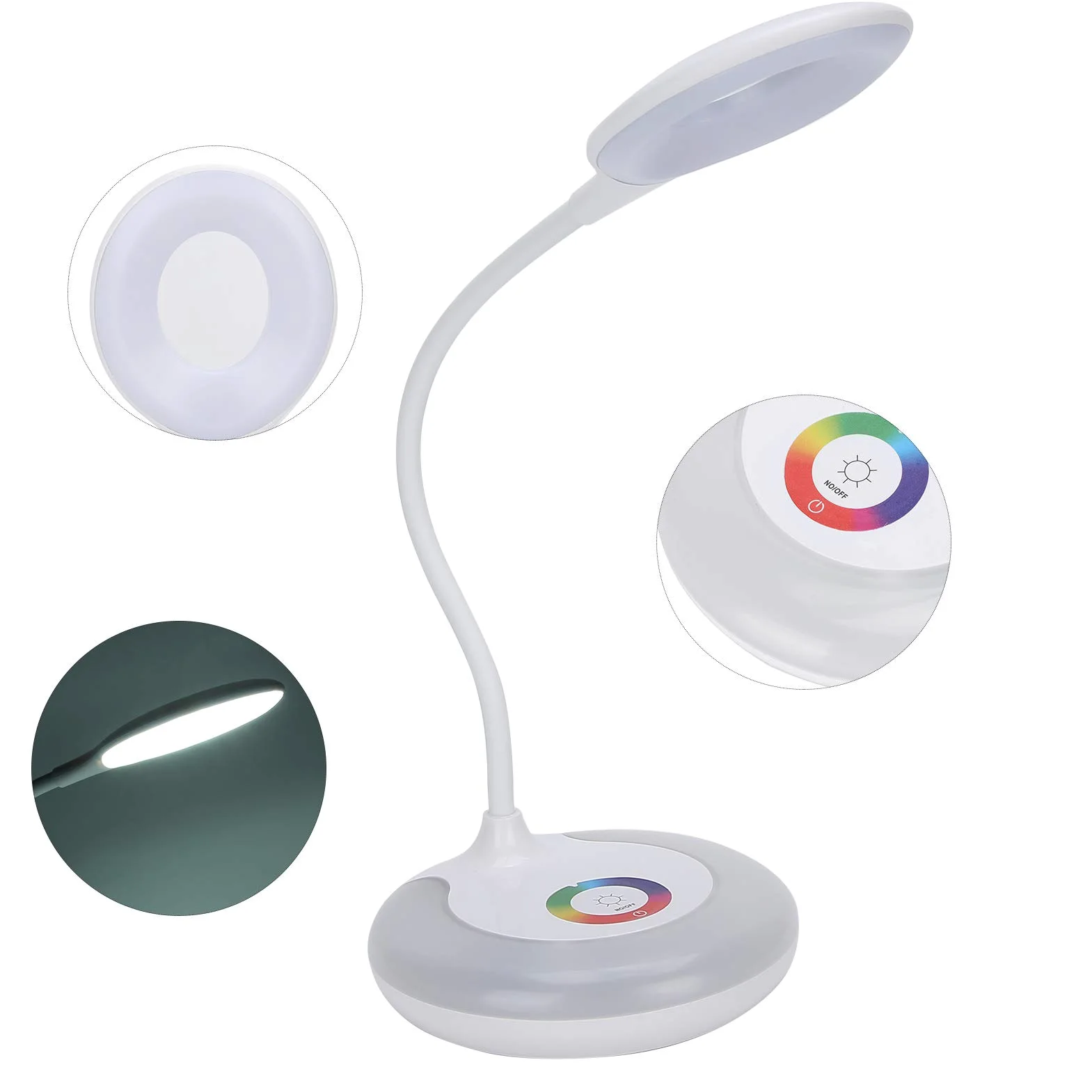Lampada da Tavolo a LED USB, Luce da Tavolo con Regolazione Tattile, Protezione per gli Occhi Luce Dimmerazione Tattile Colorata, Lampada da Studio Flessibile a Collo D'oca
