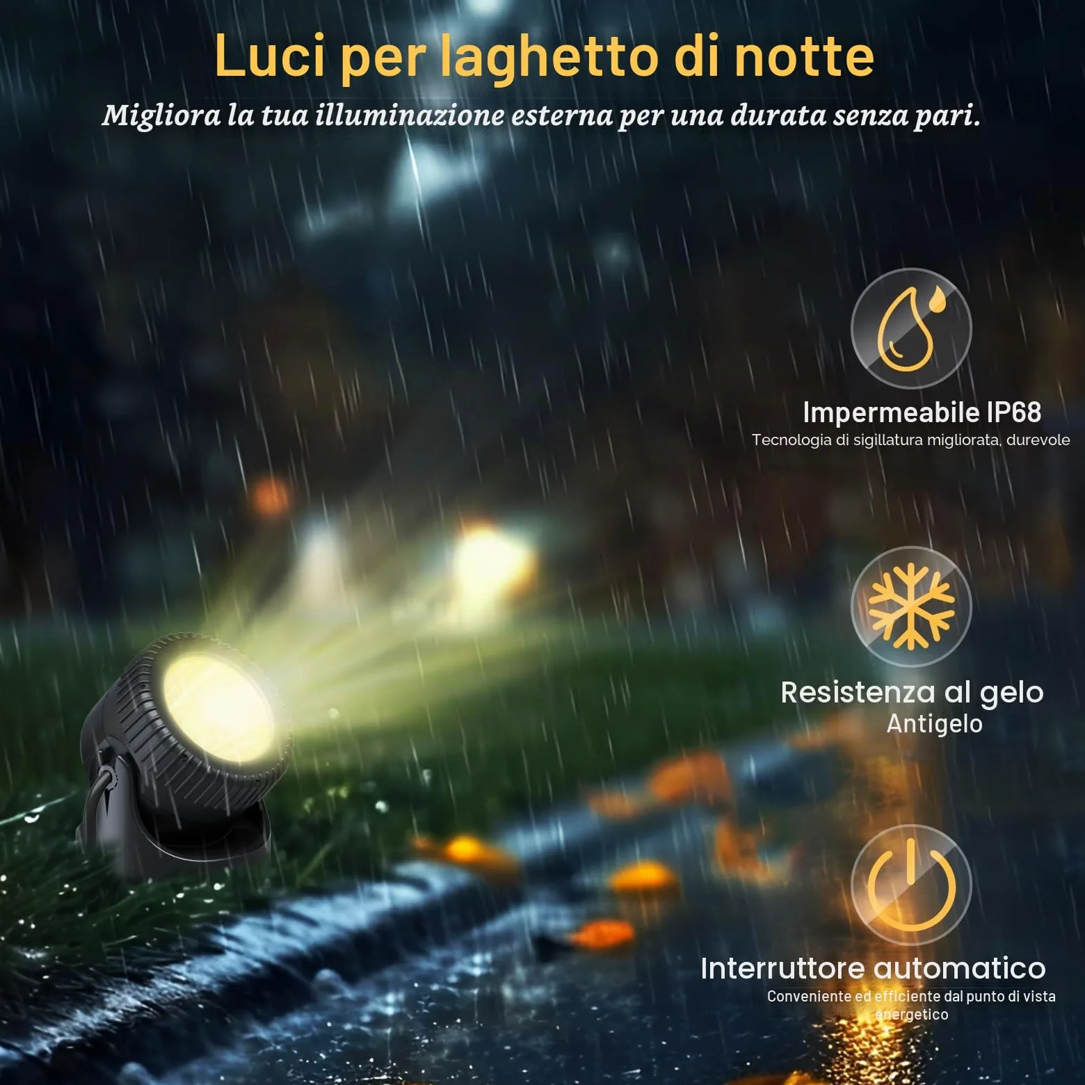 PChero Illuminazione per laghetto a LED subacqueo, illuminazione subacquea, faretto per piscina, luce subacquea, IP68, impermeabile, per piscina, stagno, giardino, albero, interni ed esterni