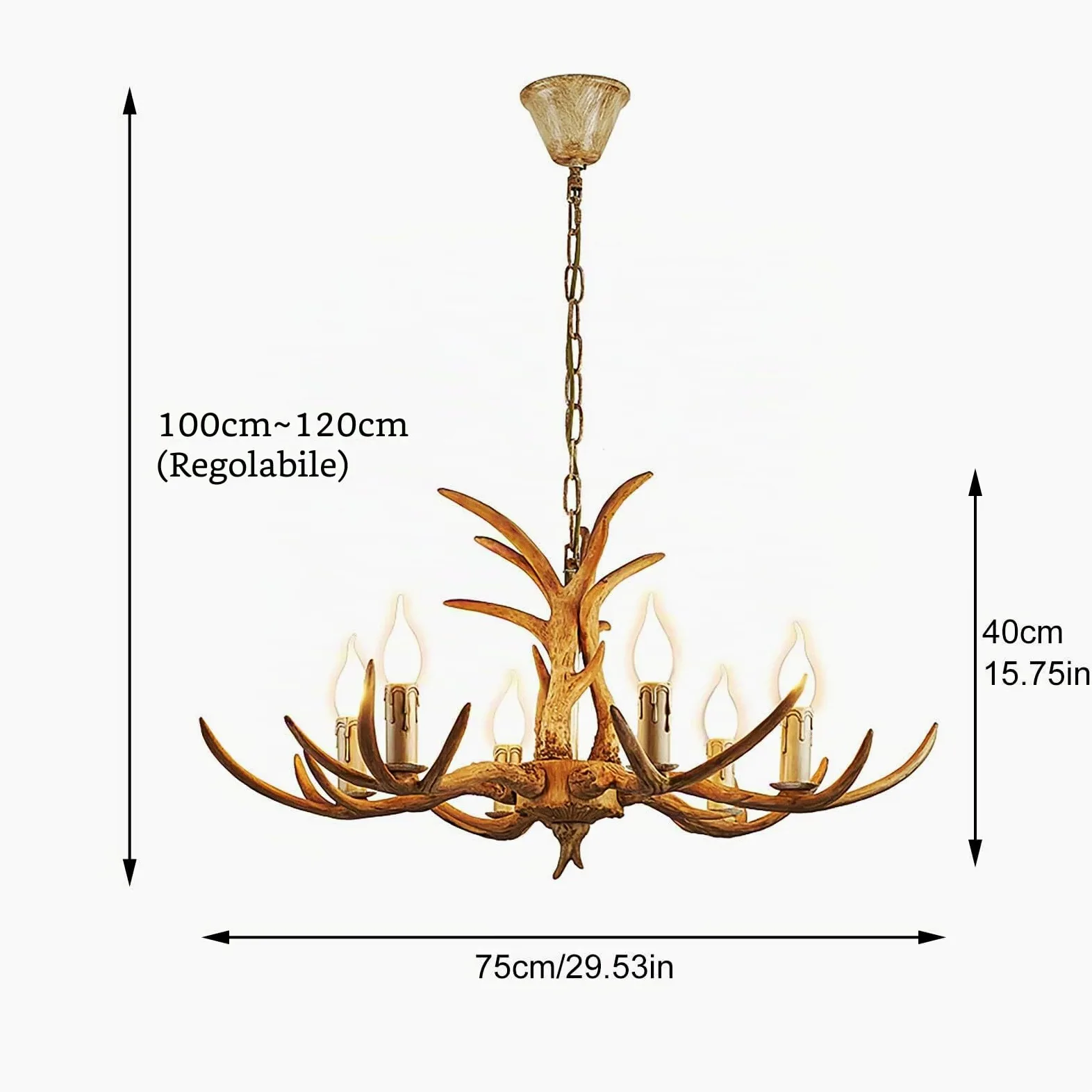 Lampada da Soffitto in Stile Retrò - Lampadario in Resina Con Corna di Cervo - Lampada a Sospensione a Forma di Martello