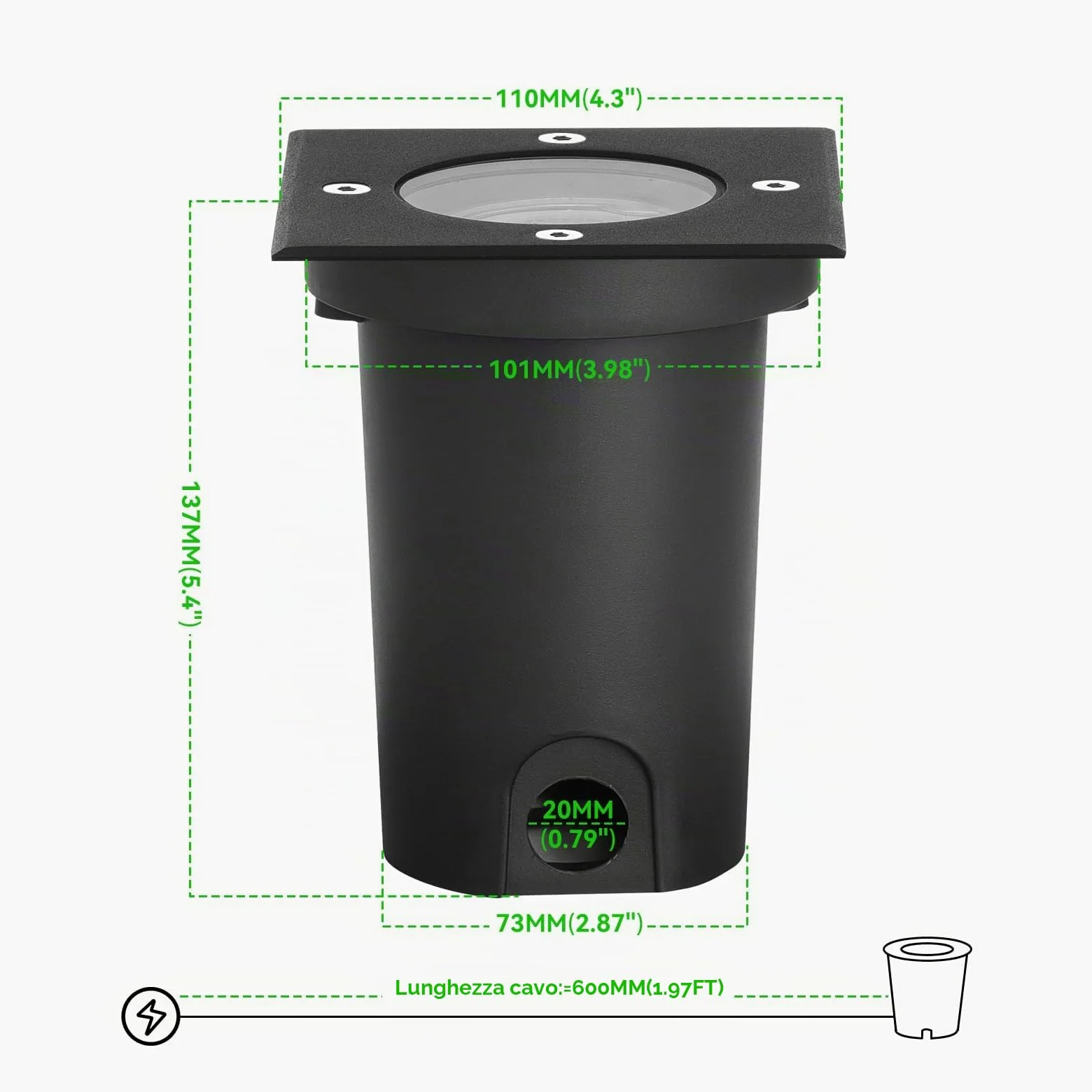 4pcs Faretti Led Esterno per Gu10 3w 230v Bianco Caldo 3000k, IP67 Impermeabile Segnapasso Led Esterno, Segnapassi led esterno per Esterni, Giardino, Terrazza, Cortile, Passerella