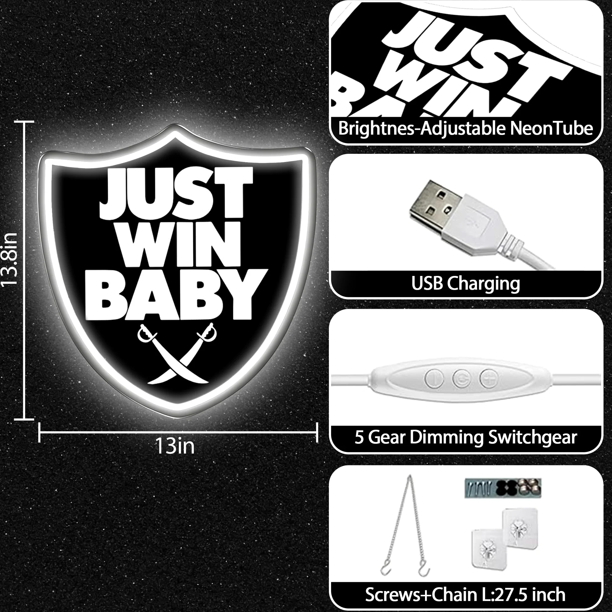 Targa al neon della squadra di calcio, con luce a LED dimmerabile, con logo Merch, alimentata tramite USB, per decorazione da parete, camera da letto, sala giochi, regalo di compleanno per bambini e
