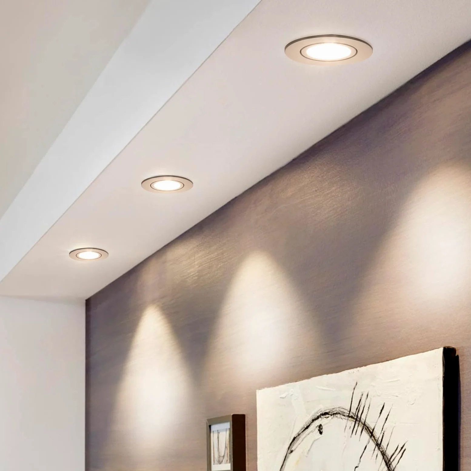 Faretto LED da incasso a soffitto dimmerabile 3000K bianco caldo, Faretti a Luce Led Orientabili 5W 650LM 230V, Rotondi Ultra Piatti Lampada da Incasso per bagno, soggiorno, bianco, set da 6