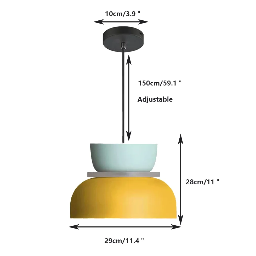 Luce Industriale Moderna Macaron Lampada A Sospensione Colorata metà del Secolo per Illuminazione A Soffitto Piccolo Lampadario in Alluminio per Camera da Letto Cucina (C)
