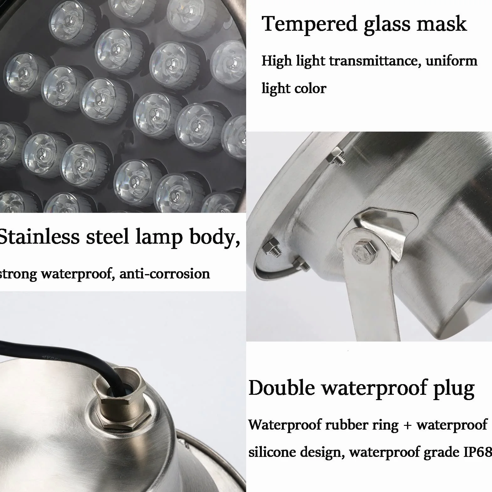 24w Luce Subacquea LED Luce Stagno 12-24V IP68 Luce Impermeabile Paesaggio Acquatico for l'illuminazione Giardino, Patio, dell'acquario e Piscina (Blue)