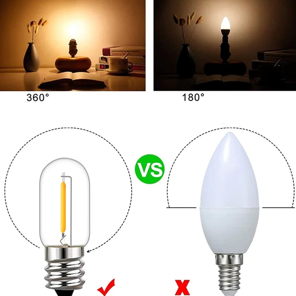 RYTM (Confezione da 20) Lampadine a LED, Lampadine Edison vintage con base E12/E14, Lampadine piccole a filamento LED antico T16, Dimmerabile da 0,6 W CA 100 V-230 V (Warm Yellow Light 2200k)
