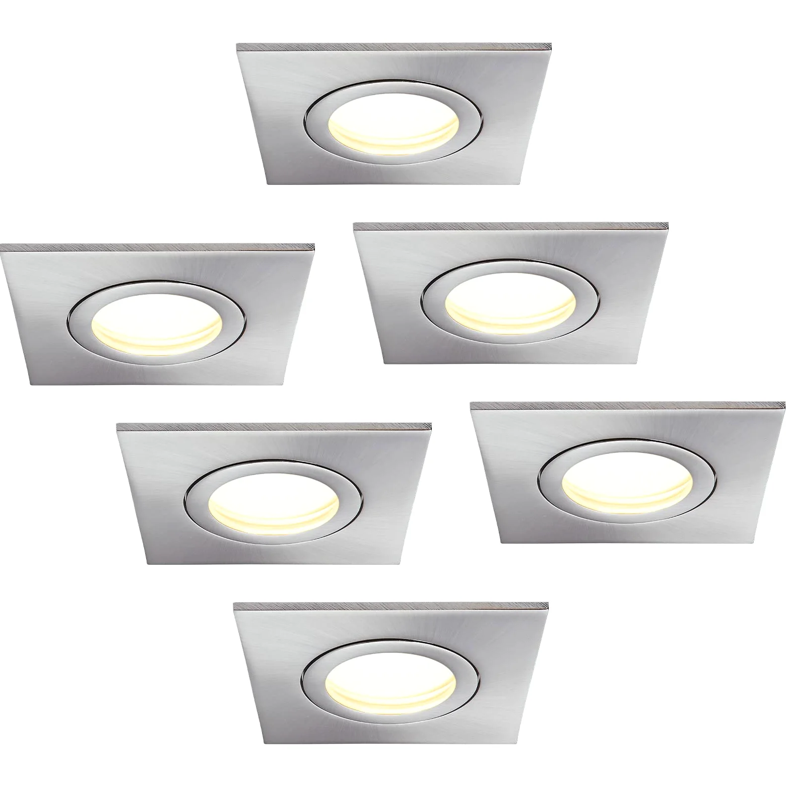 HCFEI | Faretto da incasso a LED 5W | 35mm di profondità d'incasso | Ø60mm di diametro del foro | Faretto regolabile per soggiorno, bagno | 230V | IP44 | Bianco caldo 3000K | SET 6