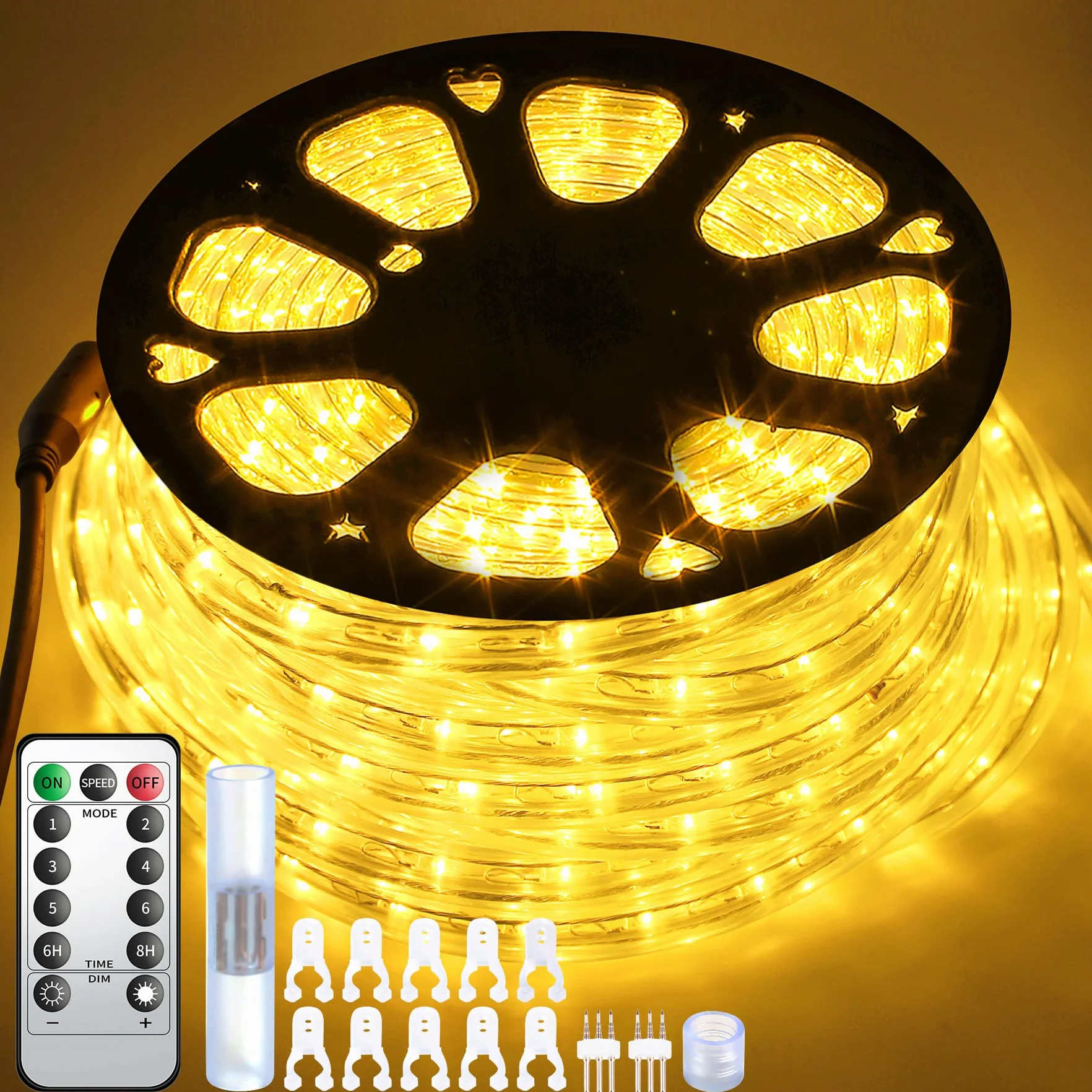 Forever Speed Tubo luminoso a LED 50m per Esterni 6 modalità Luminosità Dimmerabile Timer Telecomando Bianco Caldo, 1800 LEDs Tubo luminoso a LED impermeabile IP65 per Natale, Giardini