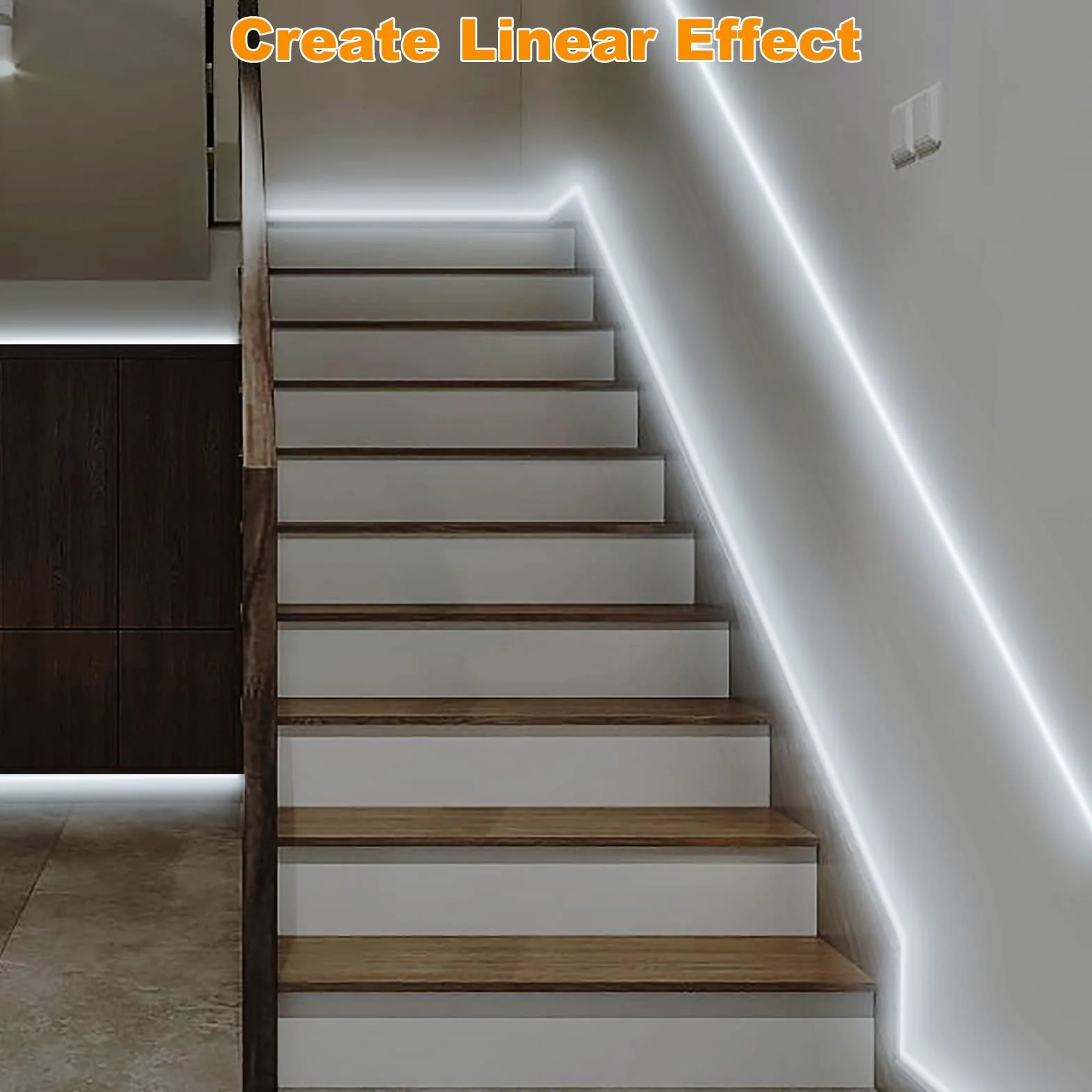 Tatazone Striscia LED COB WiFi da 5 m, 6500 K, con app e telecomando, compatibile con Alexa e Google, dimmerabile, luce bianca fredda, per interni, per scale, cucina, armadio