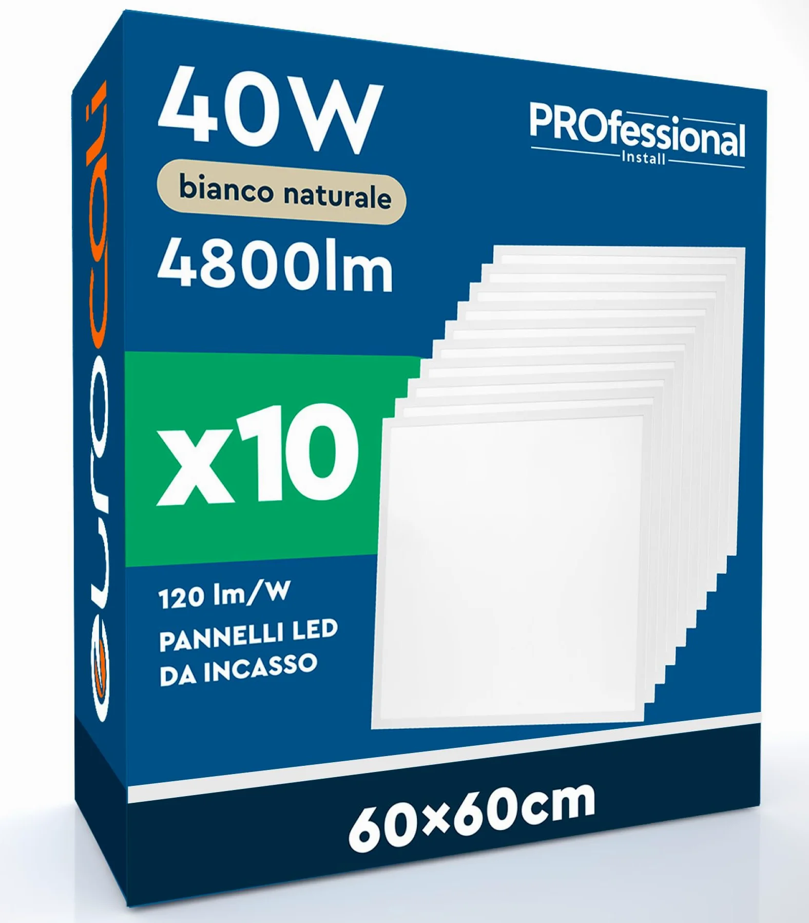 10 Pannelli LED 60x60 40W Quadrati da Incasso 4800 Lumen - Luce Naturale 4000K - Plafoniera Alta Luminosità 120 lm/W Lampada da Soffitto per Controsoffitti Modulari Driver Incluso Colore Bianco