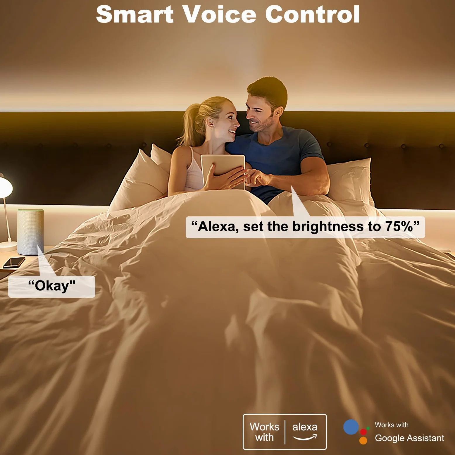 Tatazone Smart - Striscia LED COB bianca con telecomando, 3000 K, luce bianca calda, WiFi, compatibile con Alexa Google, luci LED dimmerabili per interni, per armadietti, stanze, 2 rotoli da 5 m